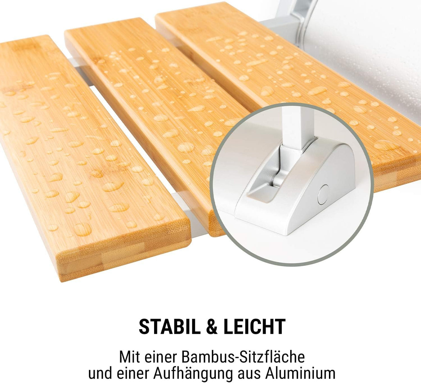 Klappbarer Duschsitz Arielle mit Bambus-Sitzfläche, Arielle, Braun