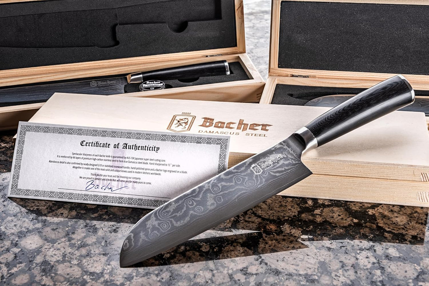Santokumesser, Damast Santokumesser 18cm G10