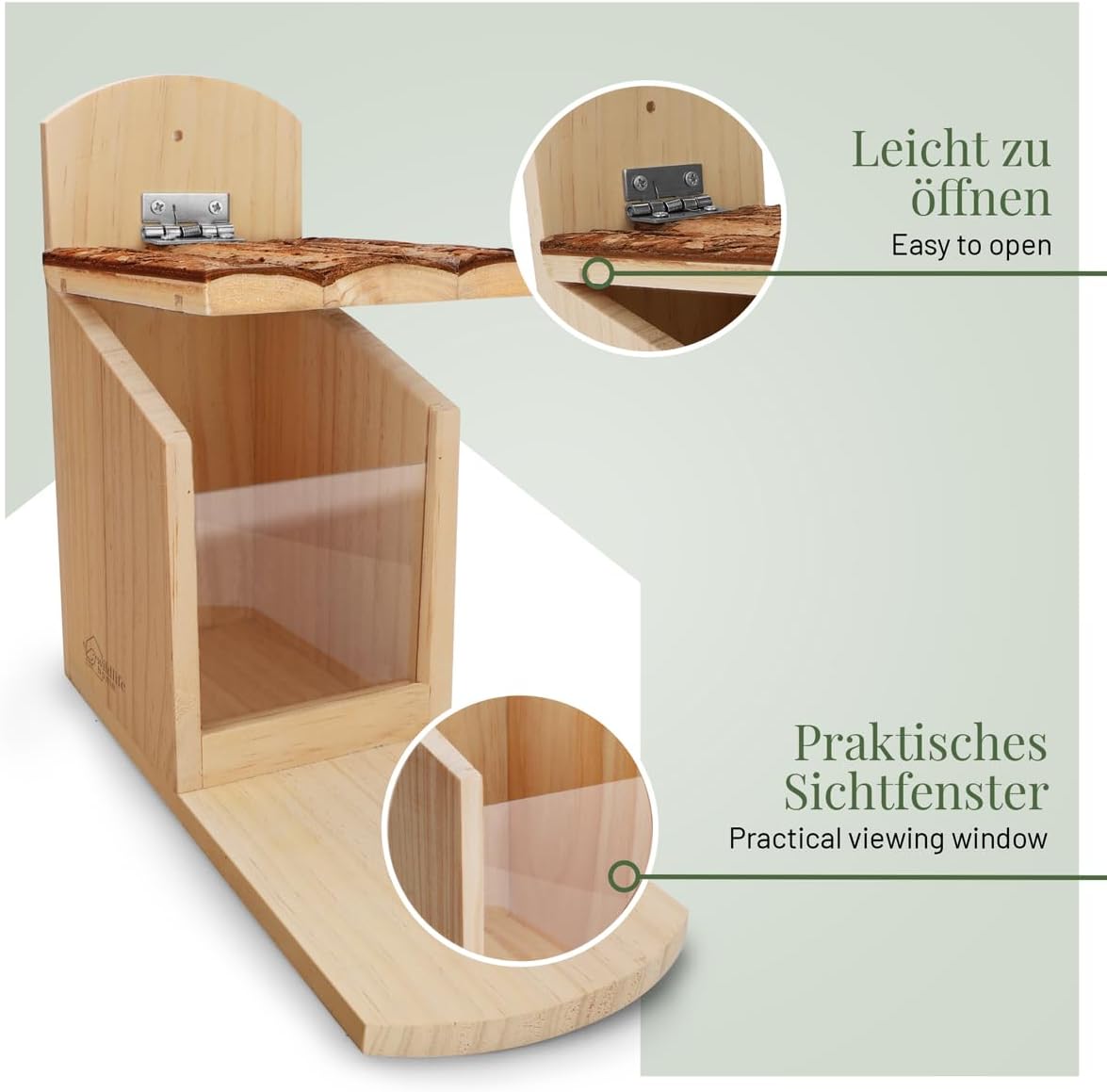 Eichhörnchen Futterhaus mit Rindendach, Eichhörnchen Futterhaus mit Rindendach