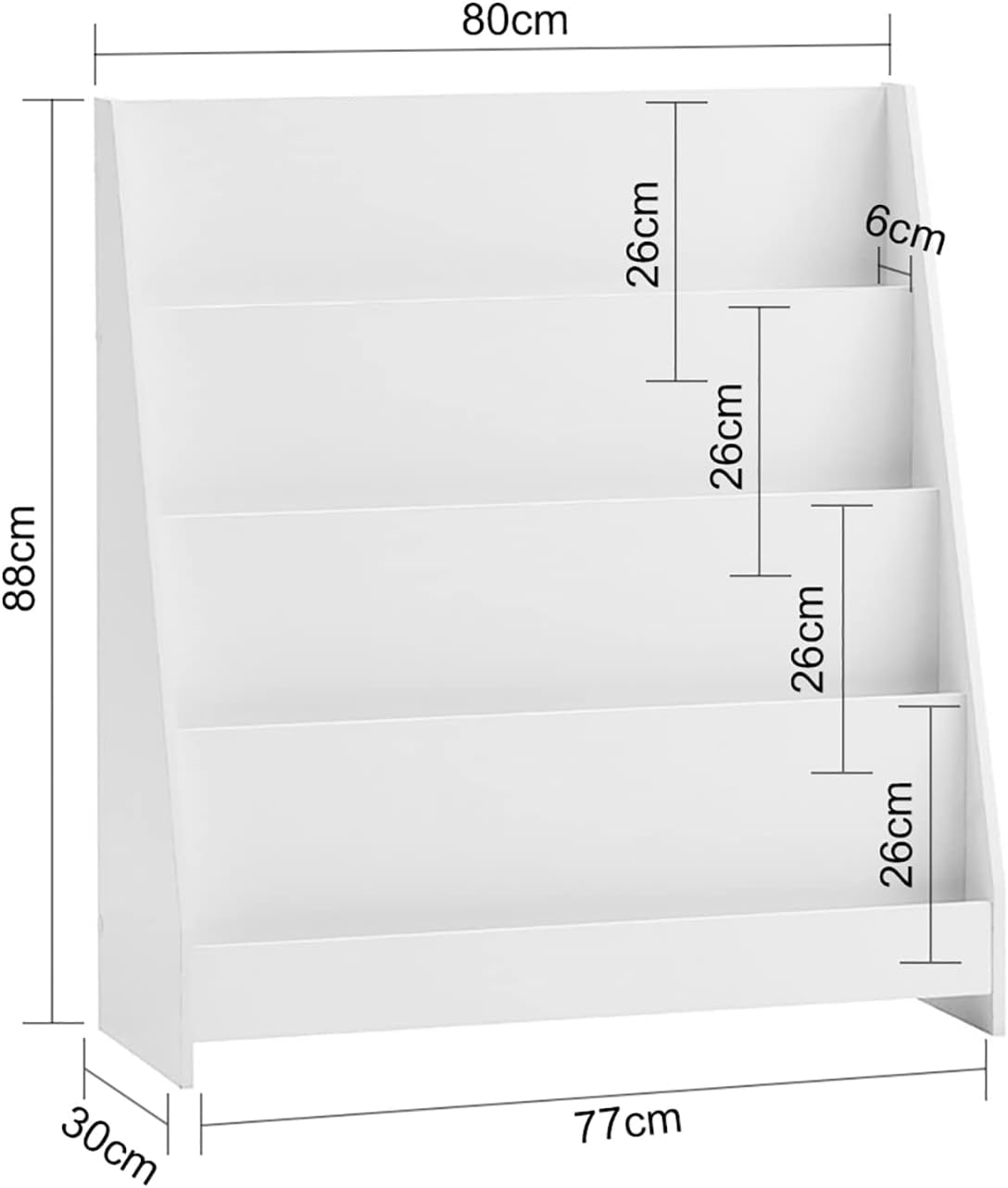 Kinderbücherregal, 80x88x30cm Weiß