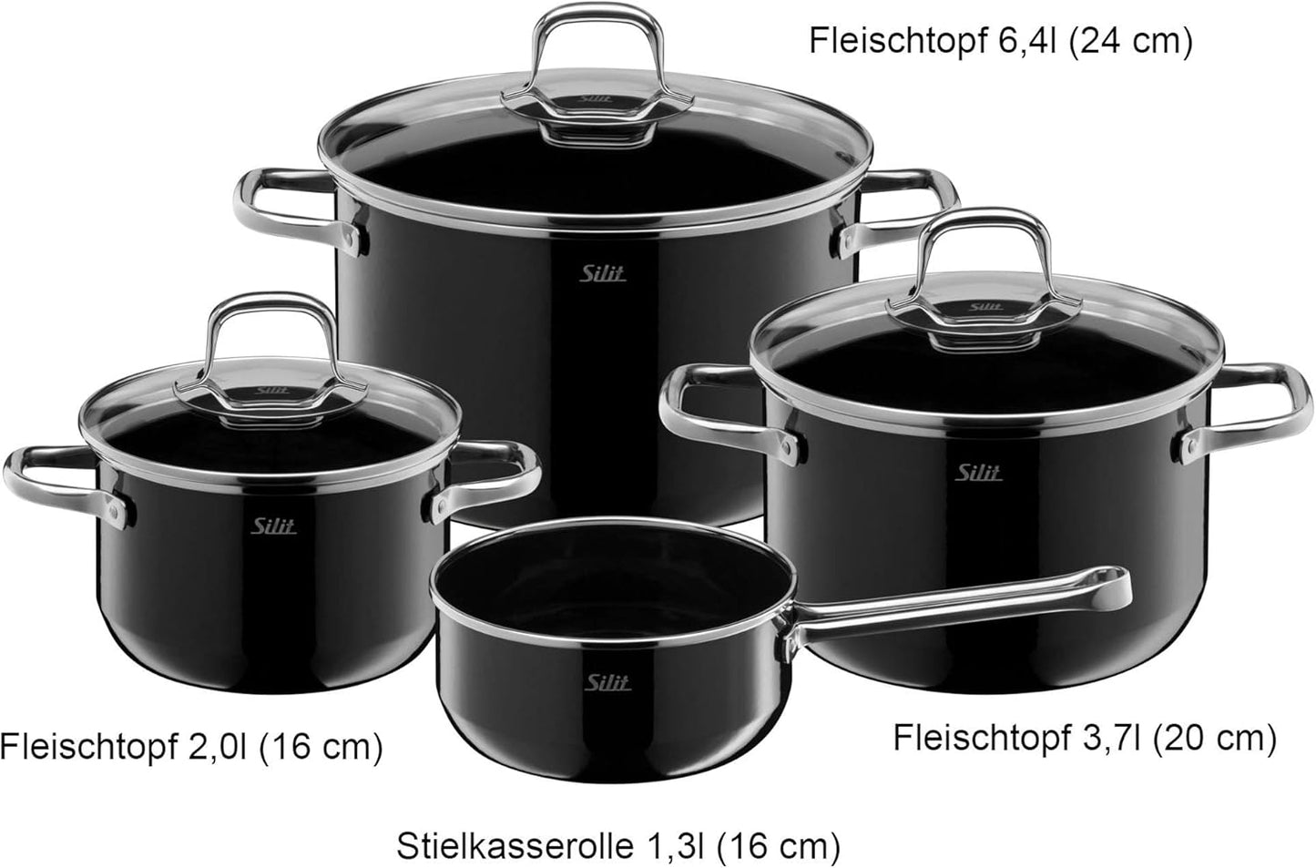 Elegance Line 4-teiliges Topfset, Black