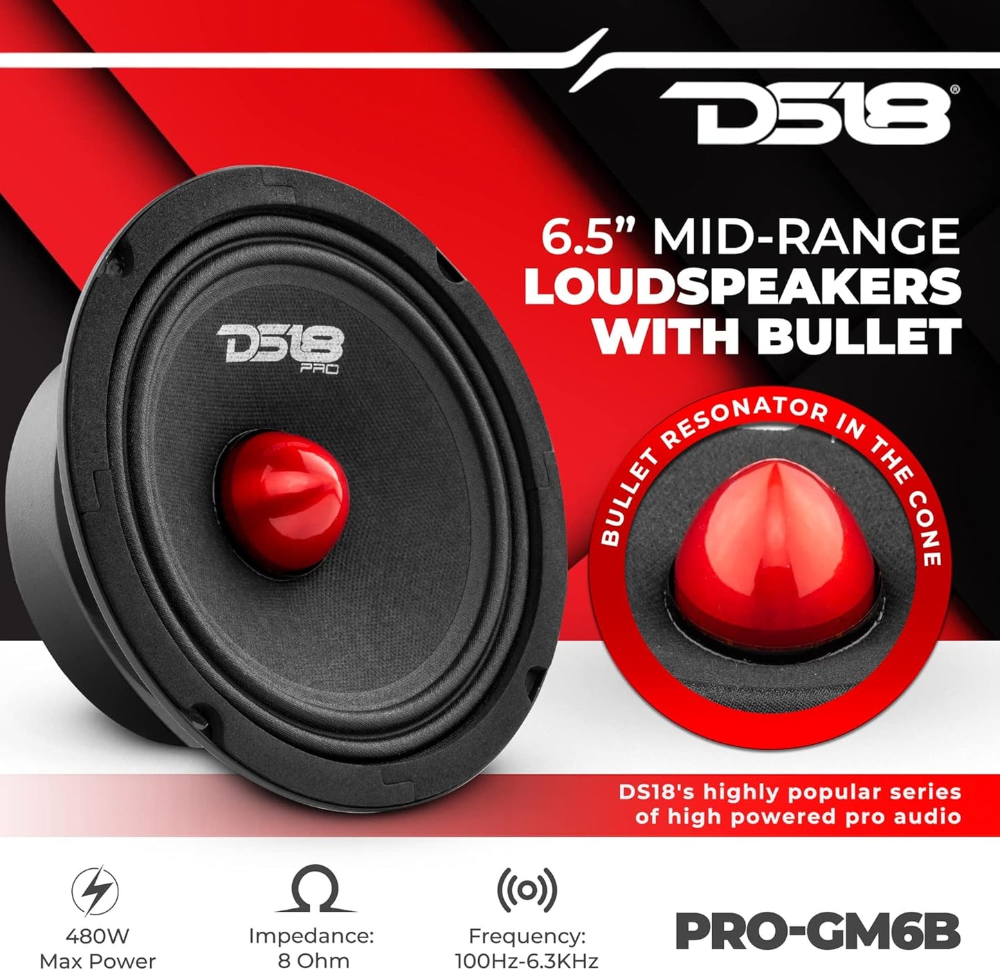 Mitteltöner Lautsprecher PRO-GM6B, Bullet 6.5-Inch