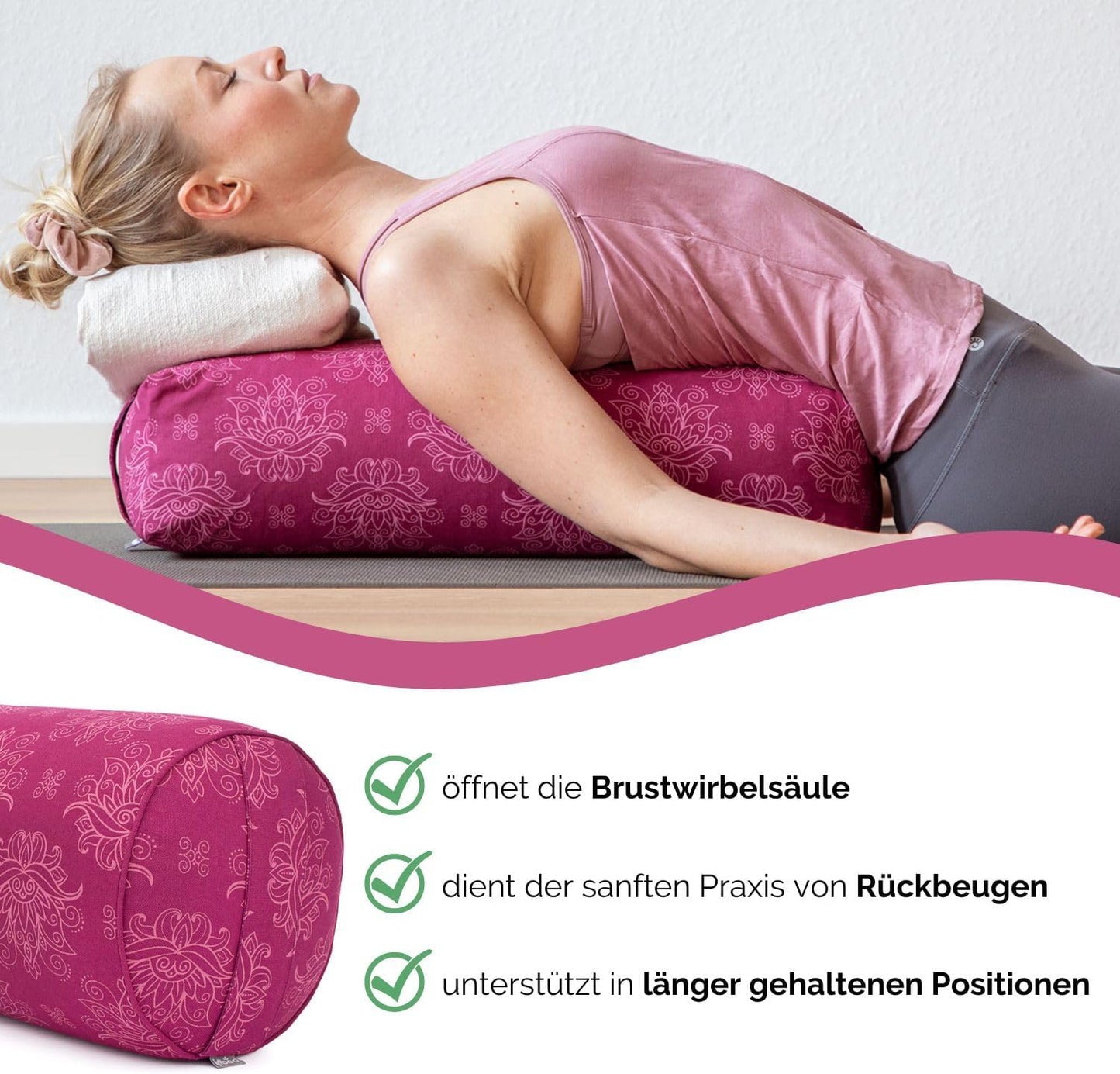 Yoga Bolster, Lotus / berry