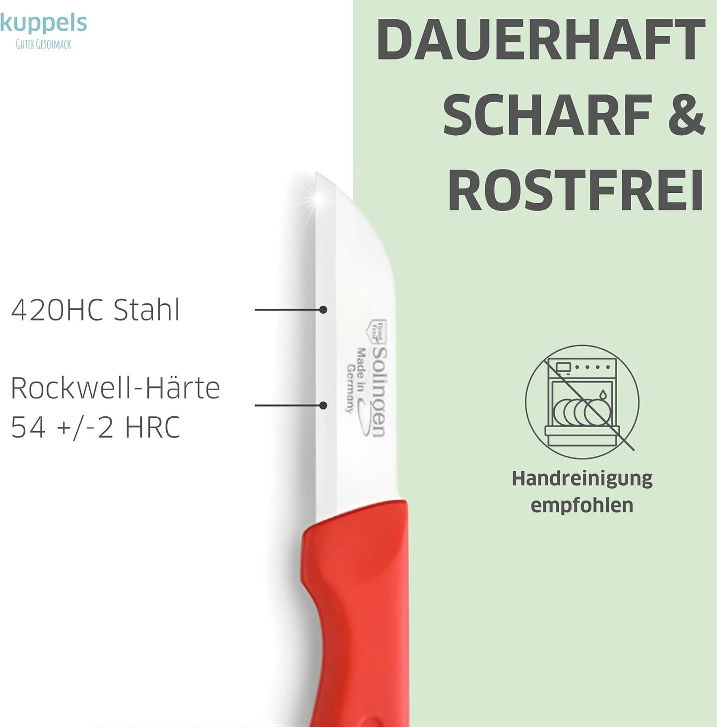 9-teiliges Küchenmesser-Set, Rot Kurz