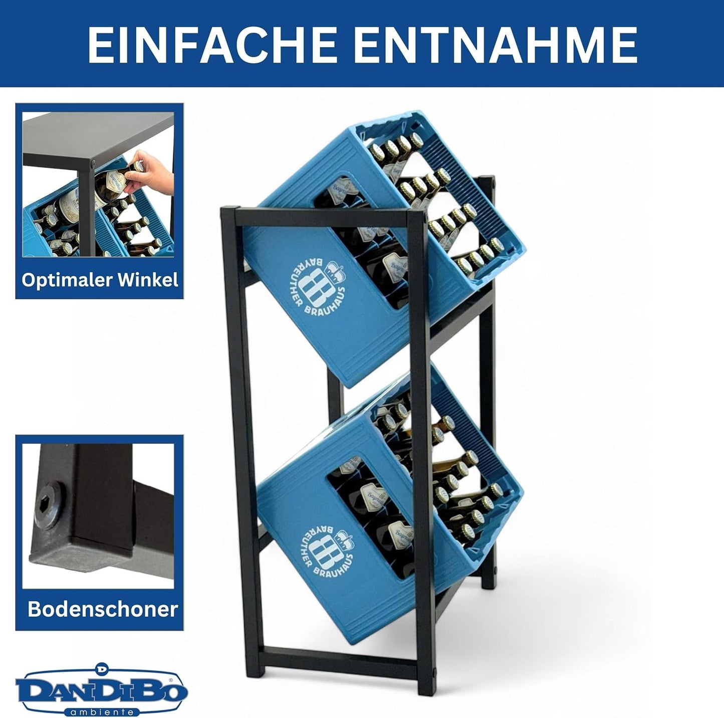 Getränkekistenregal für 2 Kisten, 2 Kisten Breite 47 cm / Hoch k.A.