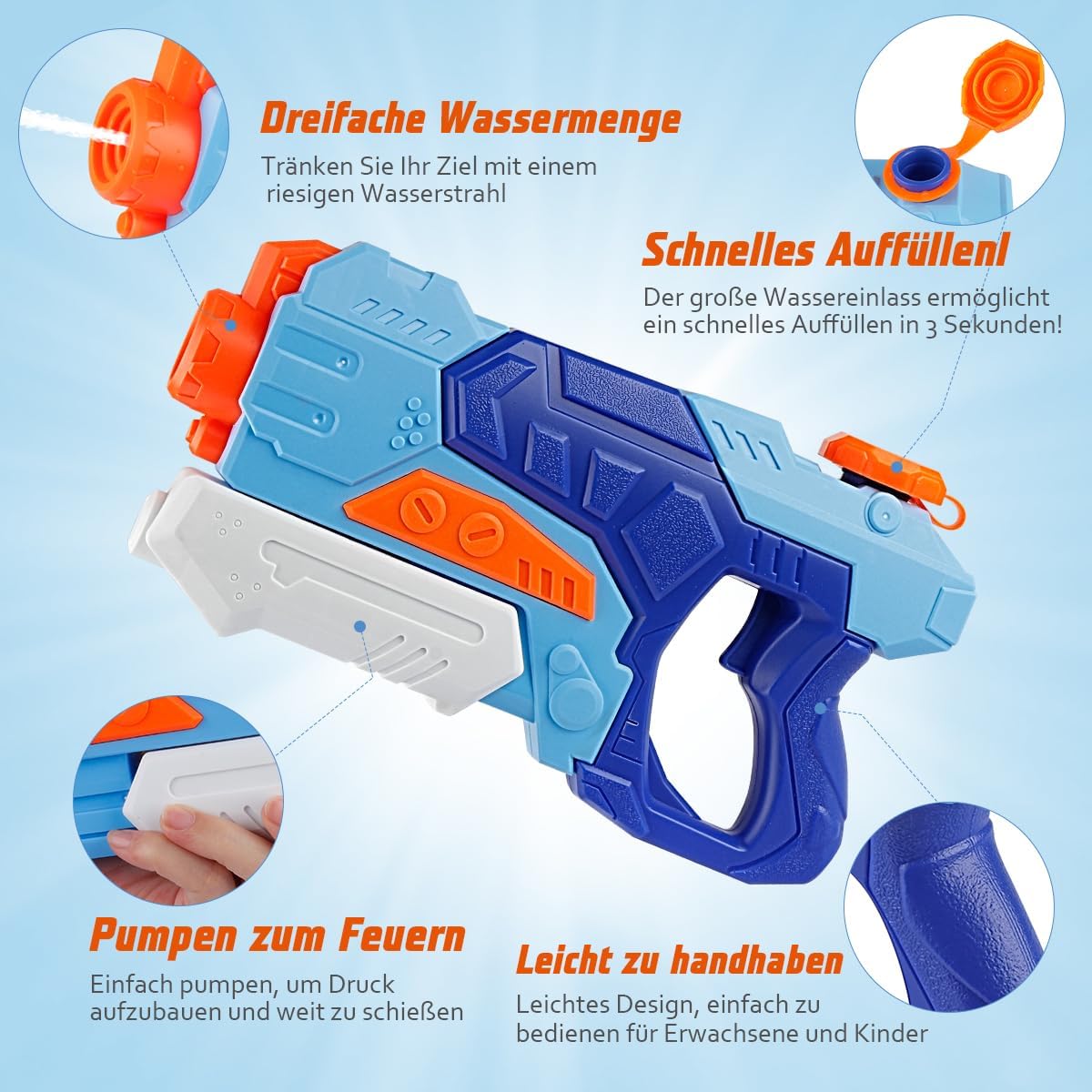 Wasserpistolen, 2 Stück, 550ml