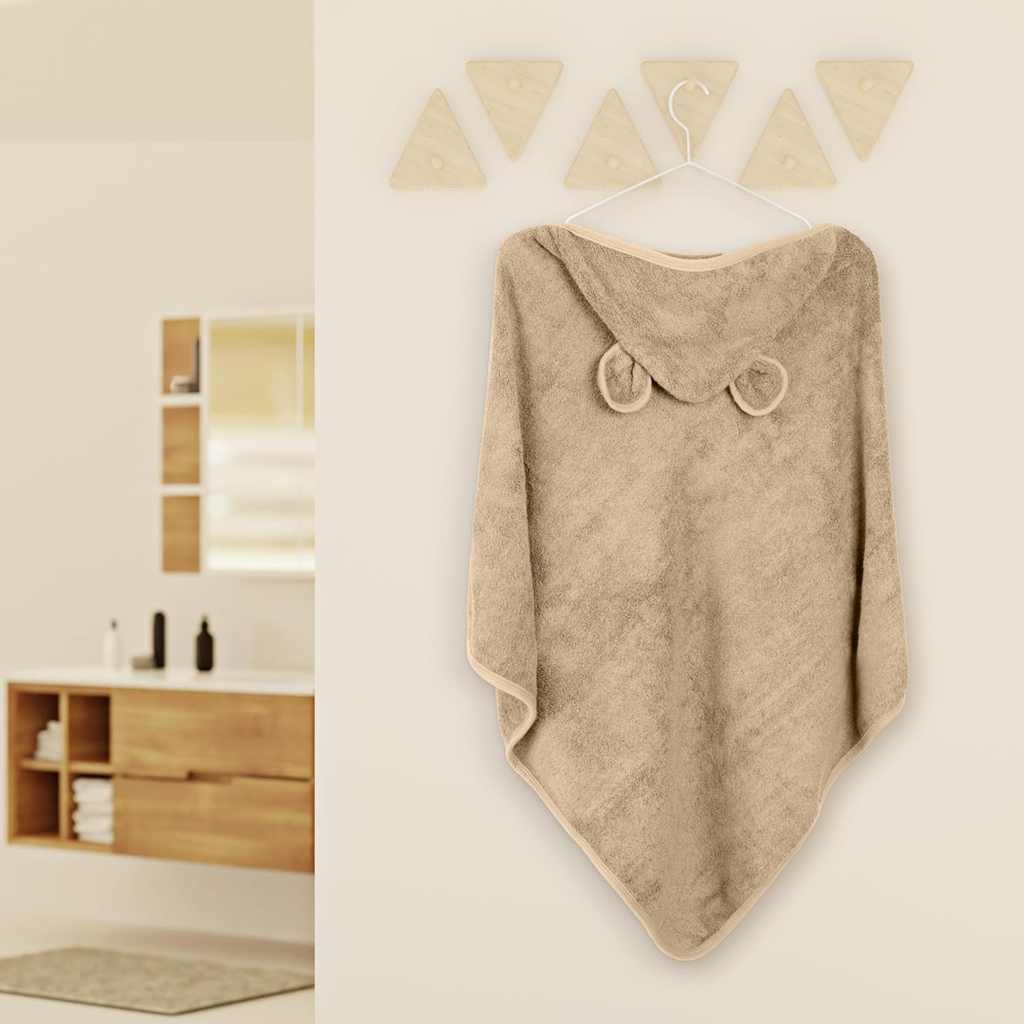Baby Kapuzenhandtuch (extra dick & weich) 75x75cm, Mojave-beige