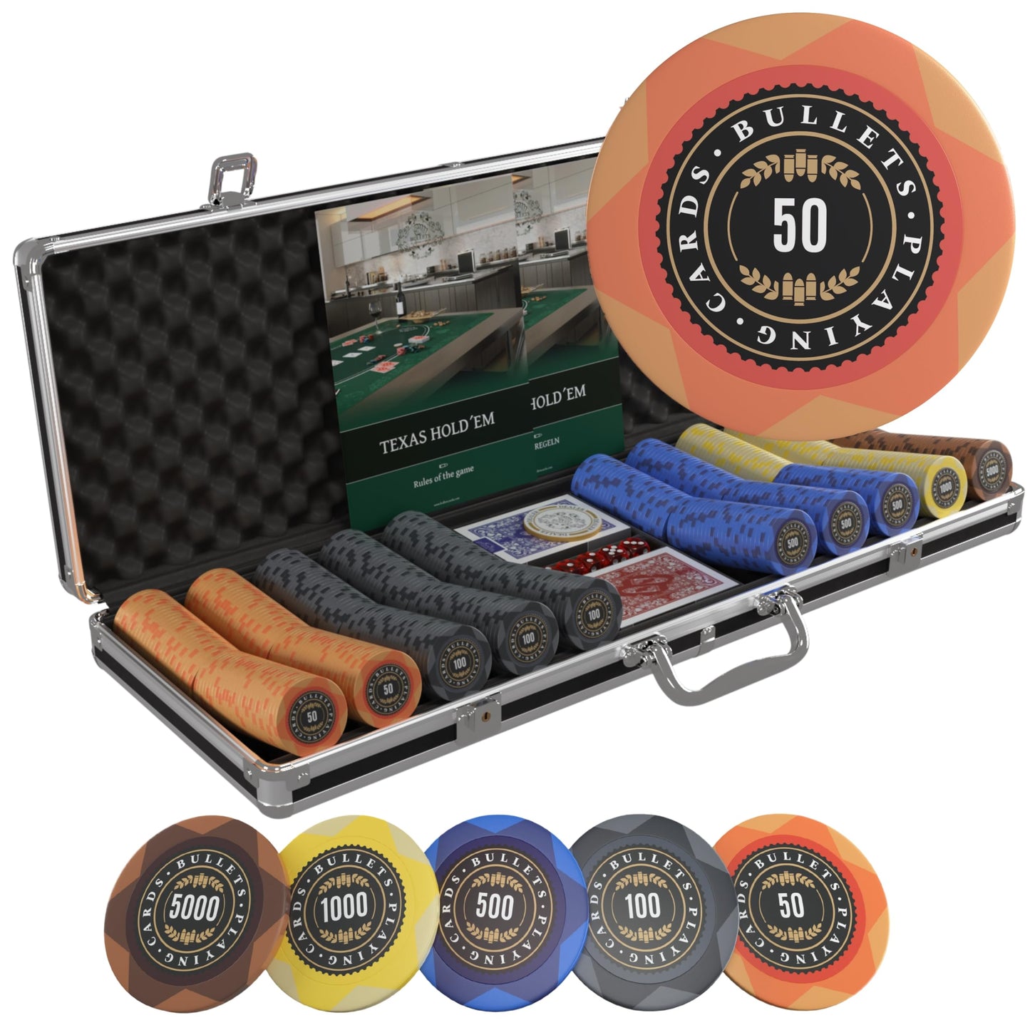 Pokerkoffer Adriana mit 500 Pokerchips, 500 Chips