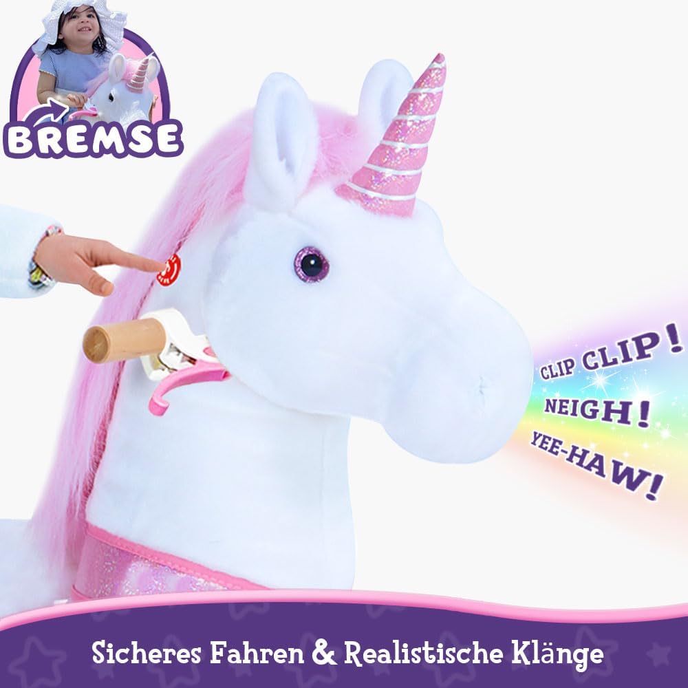Reitspielzeug Einhorn mit Rollen, Rosa Grösse 5 für Alter 7+