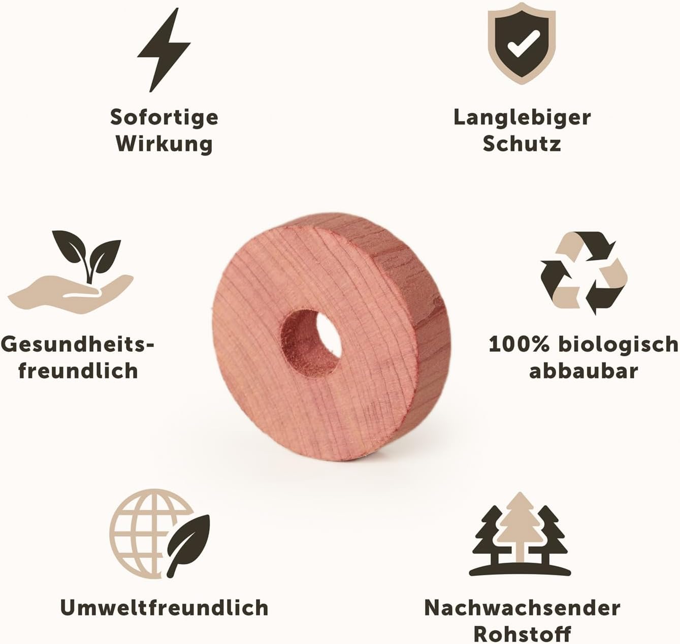 20er-Set Kleiderbügel mit Zedernholz-Ringe, 20er Set Natur