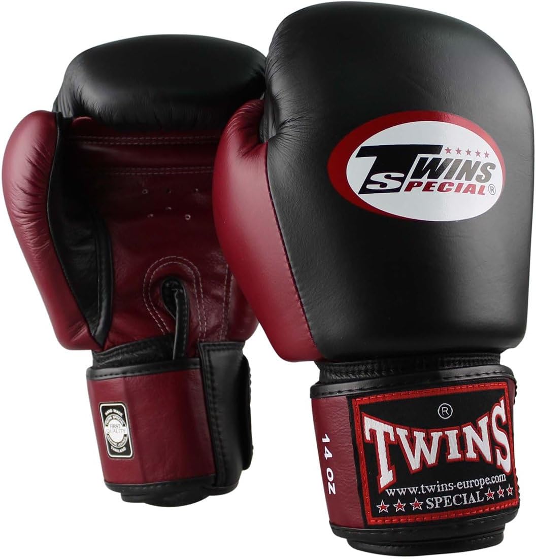 Boxhandschuhe für Muay Thai und MMA, Schwarz/Weinrot 14 oz