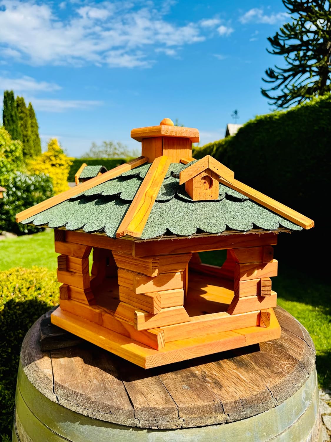 Sechseck Vogelhaus XL ohne Ständer, wetterfest, Grösse XL ohne Ständer Grün - Braun
