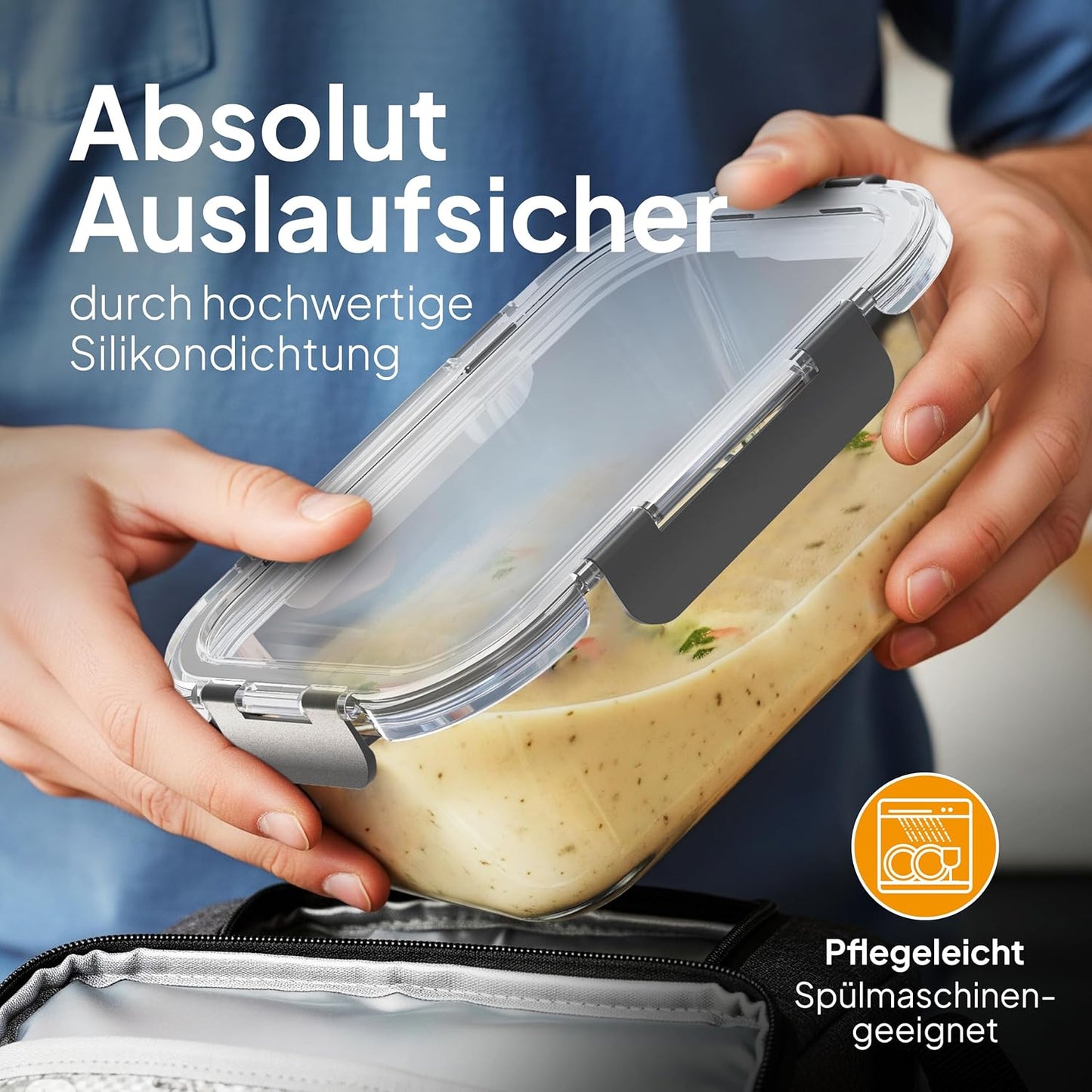 Meal Prep Glasbehälter-Set mit Deckel (5x 1040ml)