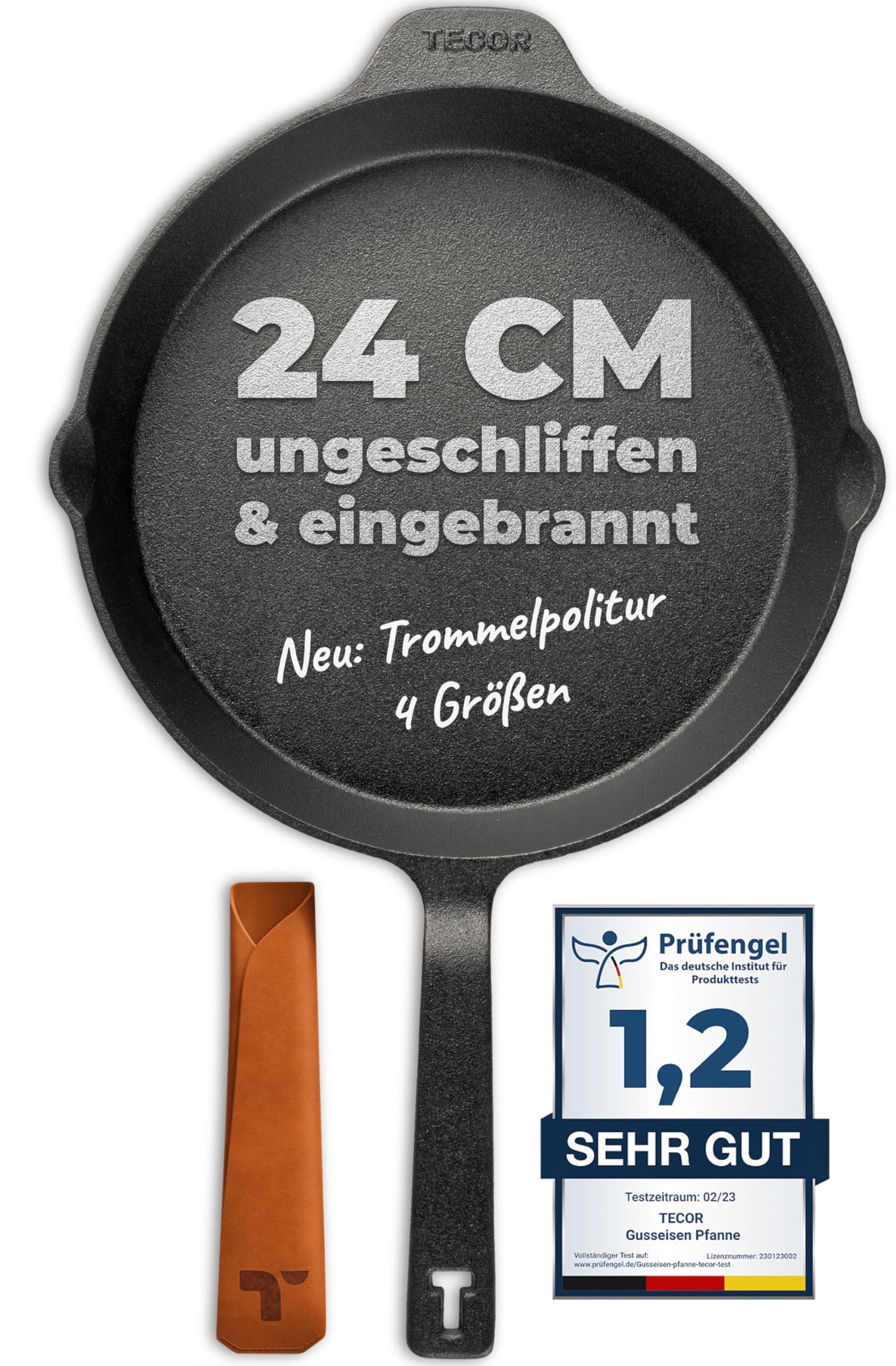 Gusseisenpfanne Induktion 24 cm ungeschliffen, 24 cm Ungeschliffenes Gusseisen