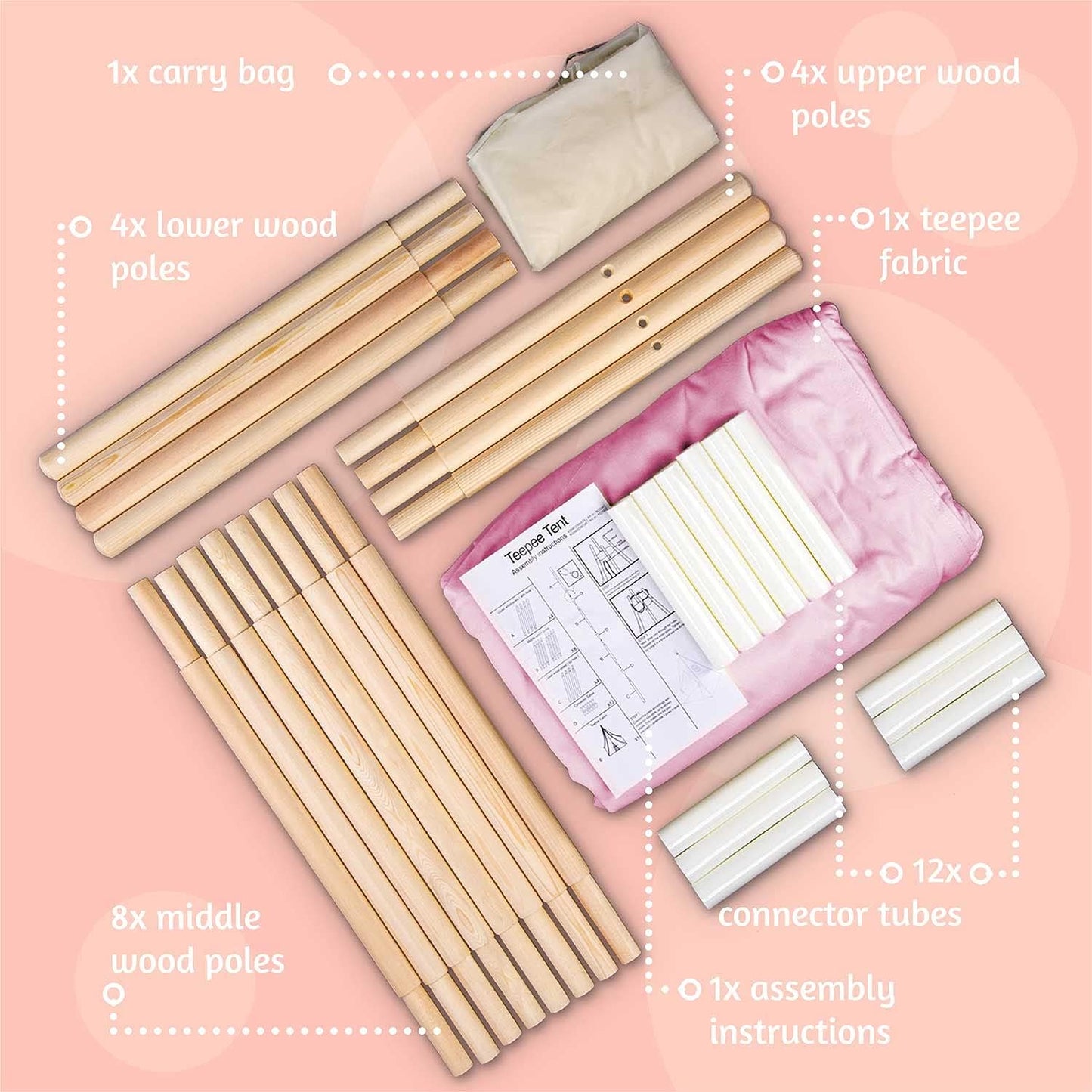 Pinkes Tipi Kinderspielzelt, Pink