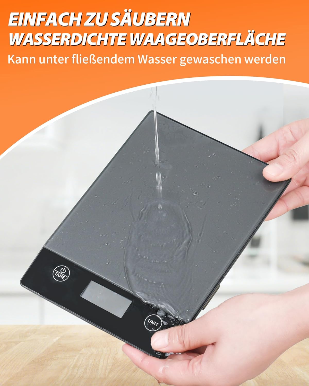 Digitale Küchenwaage K211H mit LCD-Display und Tara-Funktion, Glas Grau