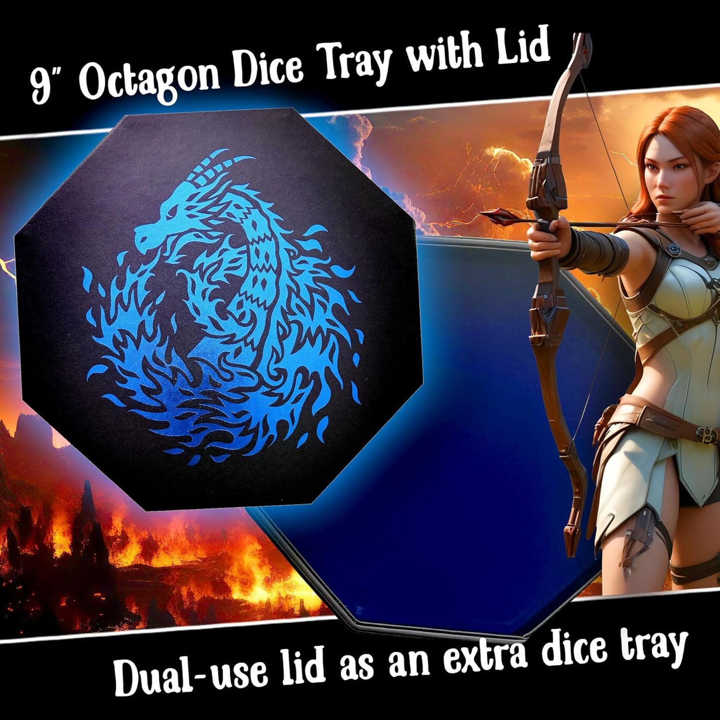 Fire Dragon Würfelschale mit Deckel, Blue