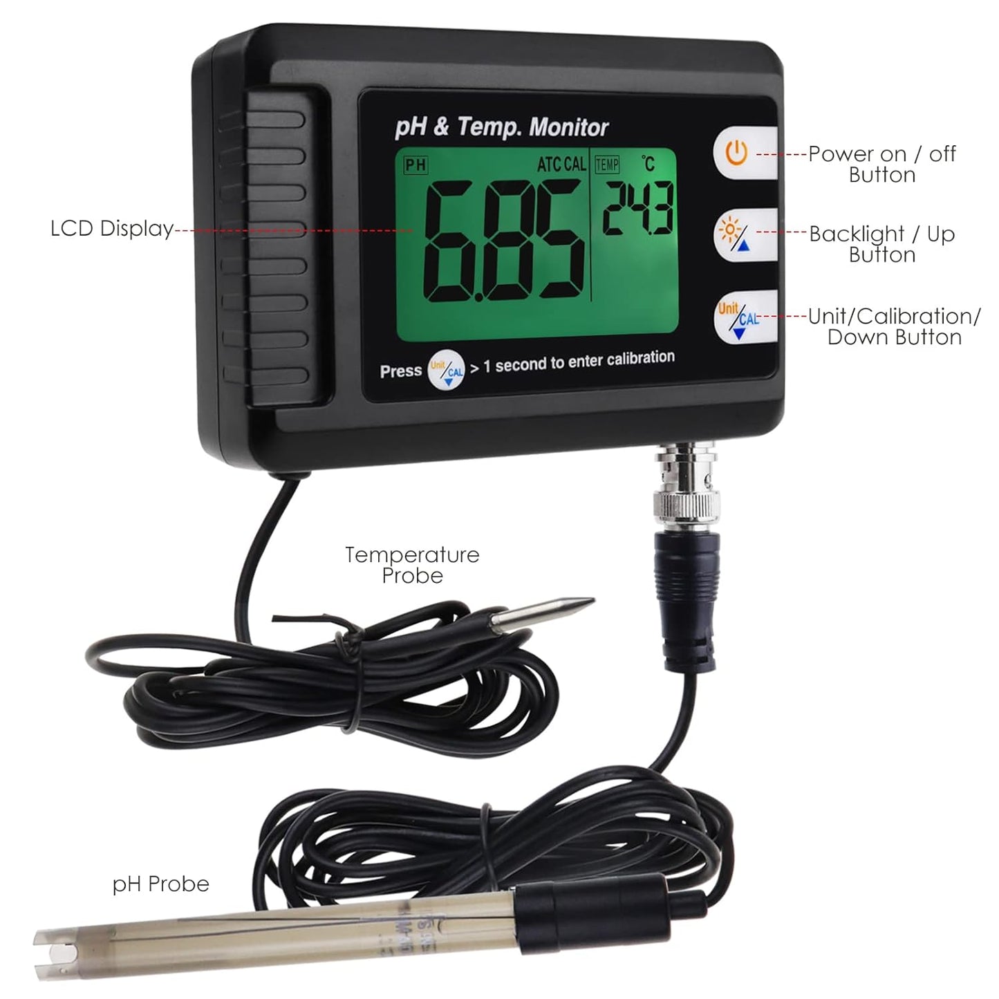 pH & Temperatur-Monitor mit ATC und Auto-Kalibrierung, Ph & Temp Monitor