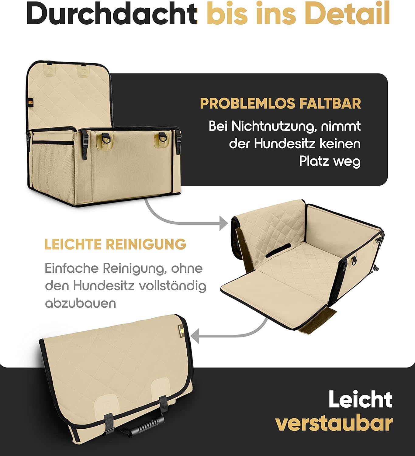 Wasserdichter Hundeautositz, Beige