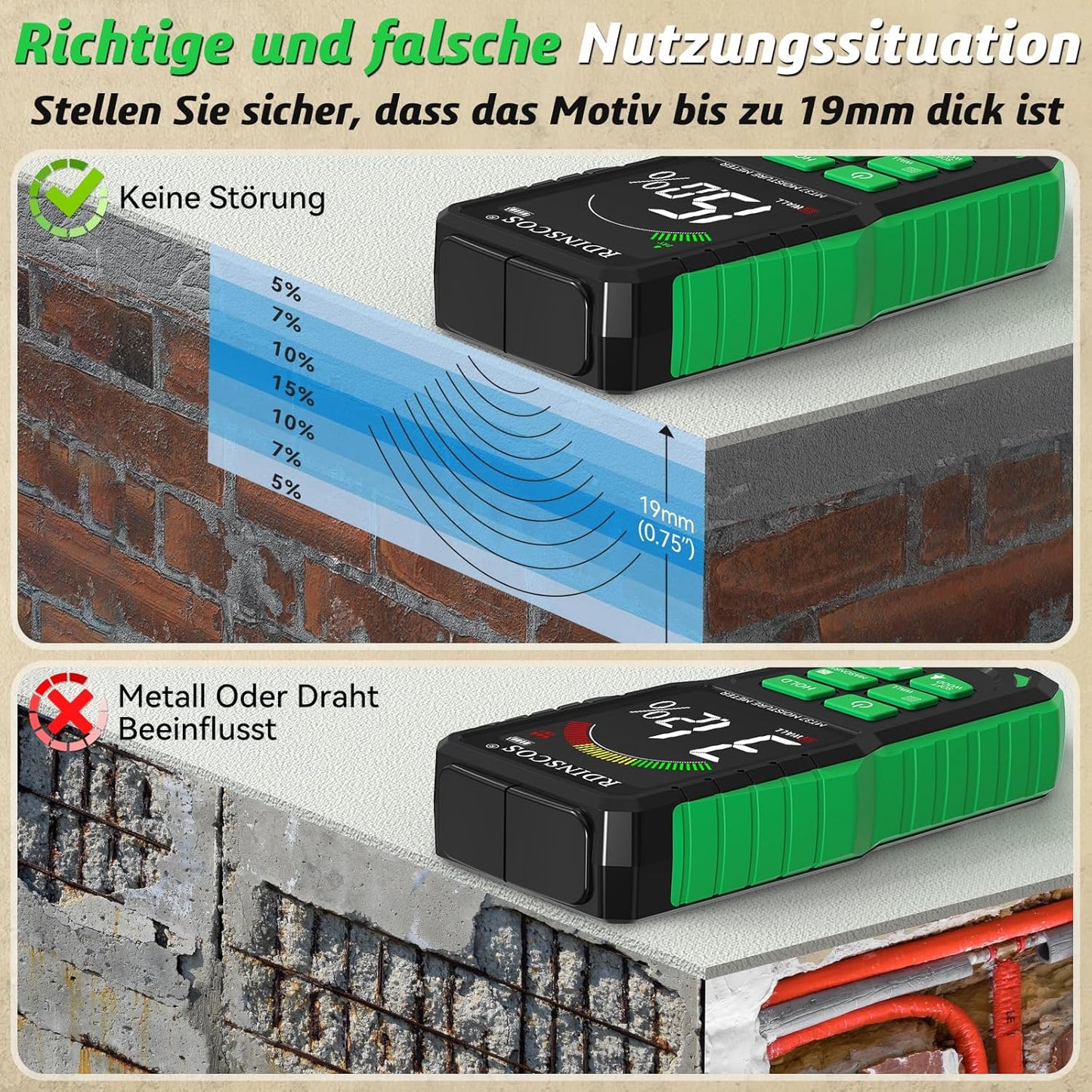 Feuchtigkeitsmessgerät für Wände MT37