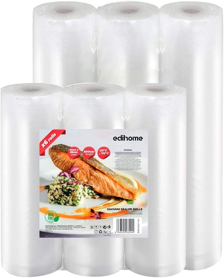 6 Rollen Vakuumierbeutel, 6 Rollen 20x300cm + 28x300cm