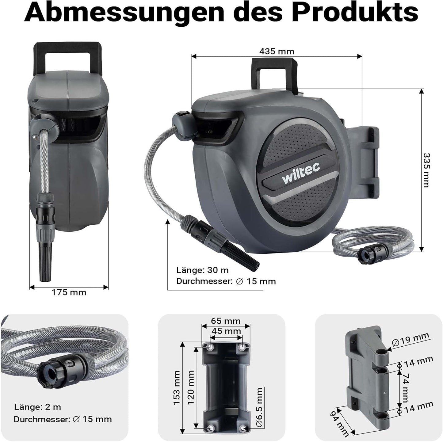 Schlauchtrommel mit Aufroll-Automatik, 30m