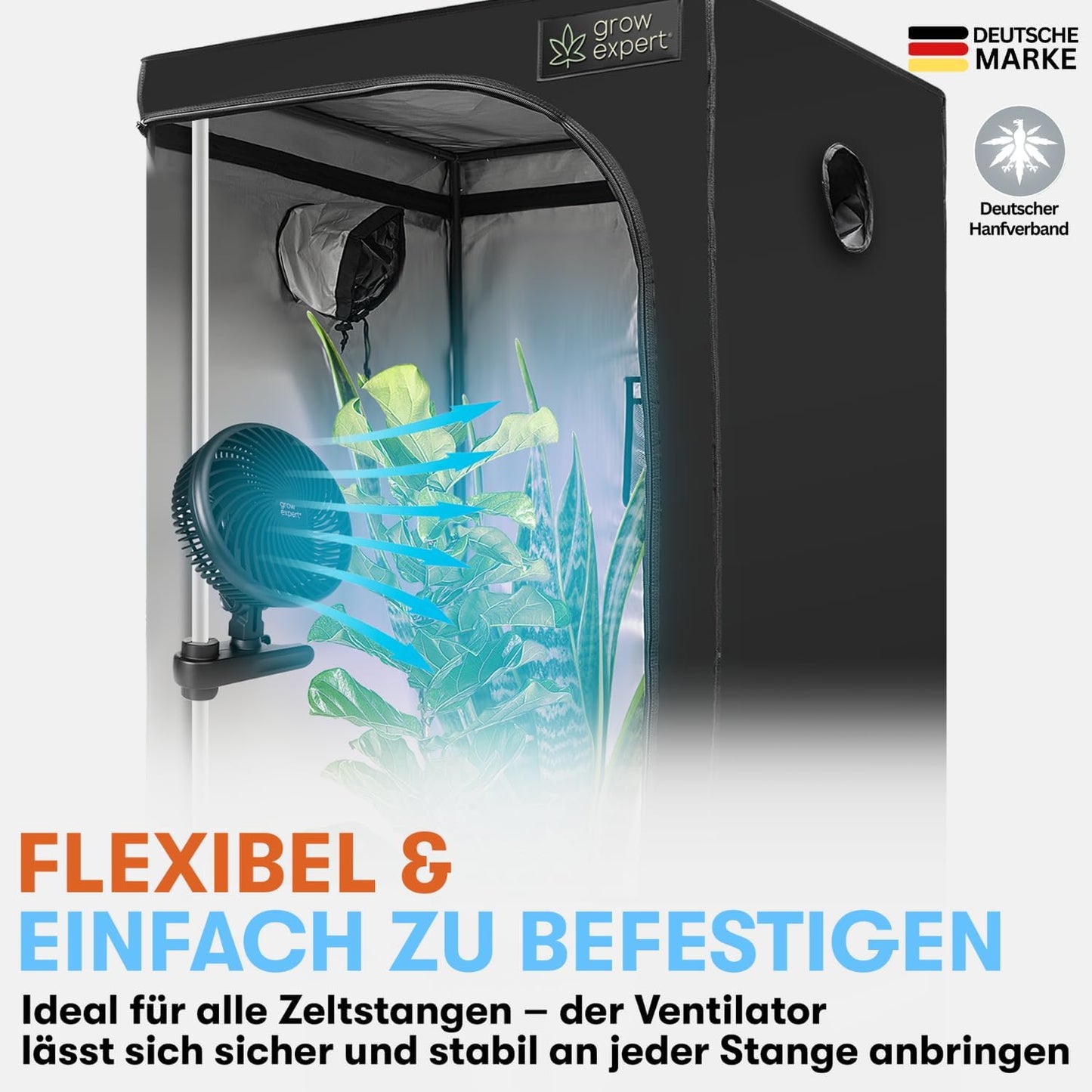 Oszillierender Clip-Ventilator für Growboxen (10 Stufen), 1 Stück
