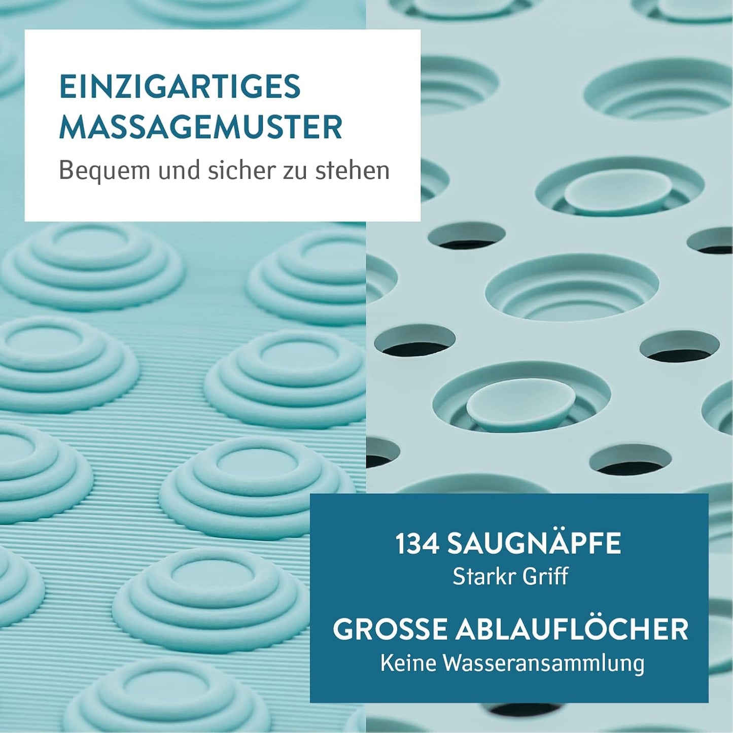 Detail Duschmatte, rutschfest, maschinenwaschbar, Blau Detail