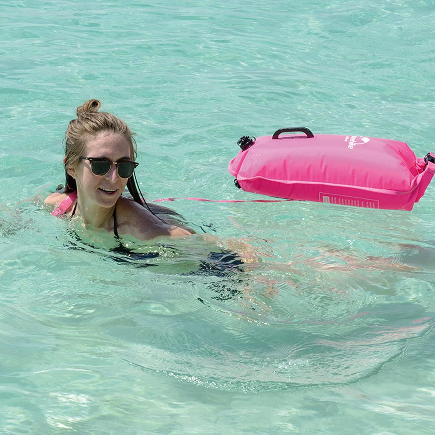 Aufblasbarer Trockensack mit Schwimmhilfe, 18L, Fluoreszierendes Magenta