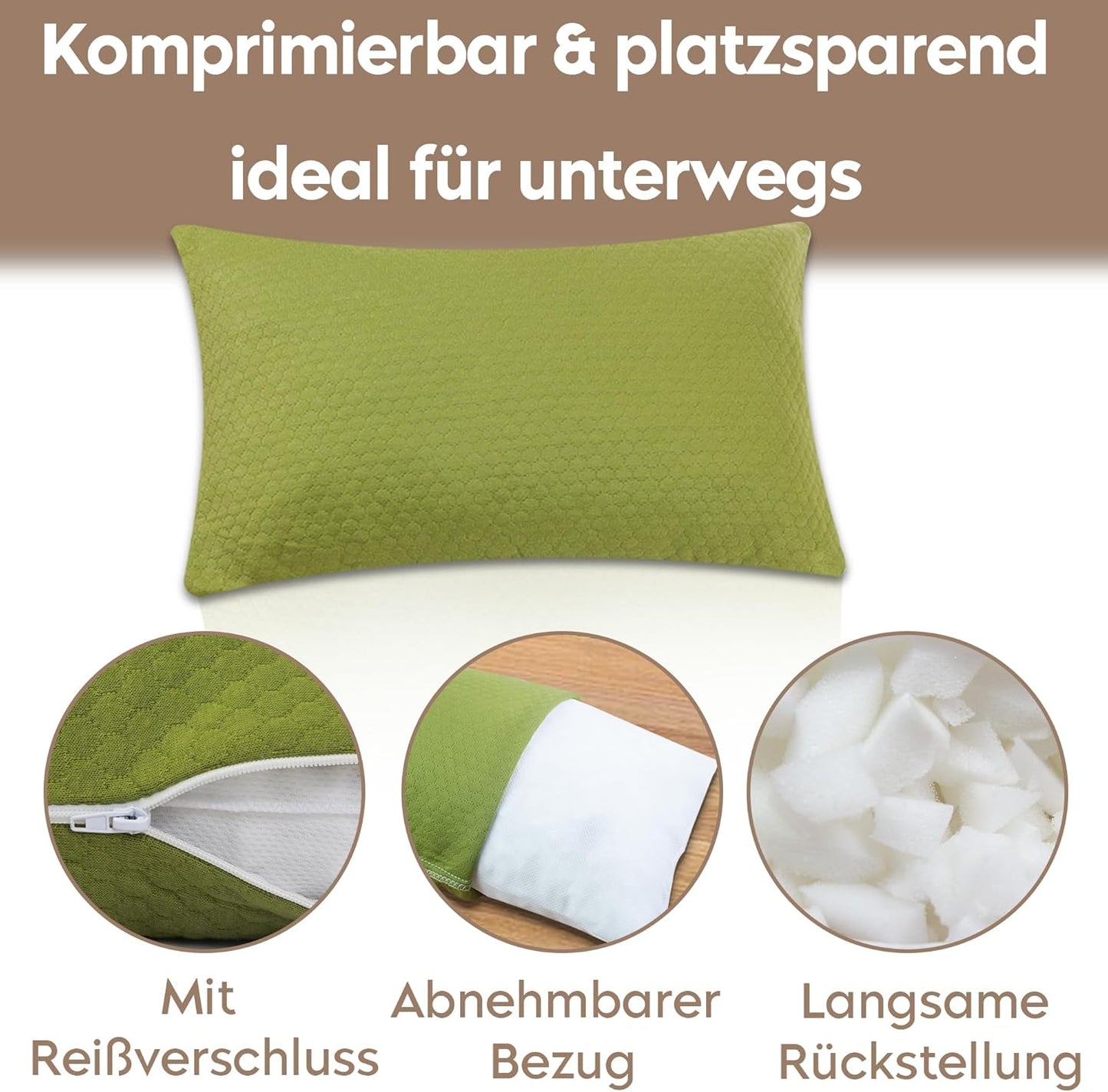 Reisekissen mit Packsack, Avocado-grün Small
