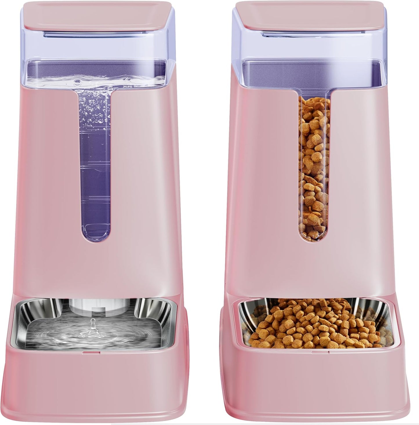 Katzennahrung- und Tränkespender-Set (Schwerkraft, 3,8 l), pink