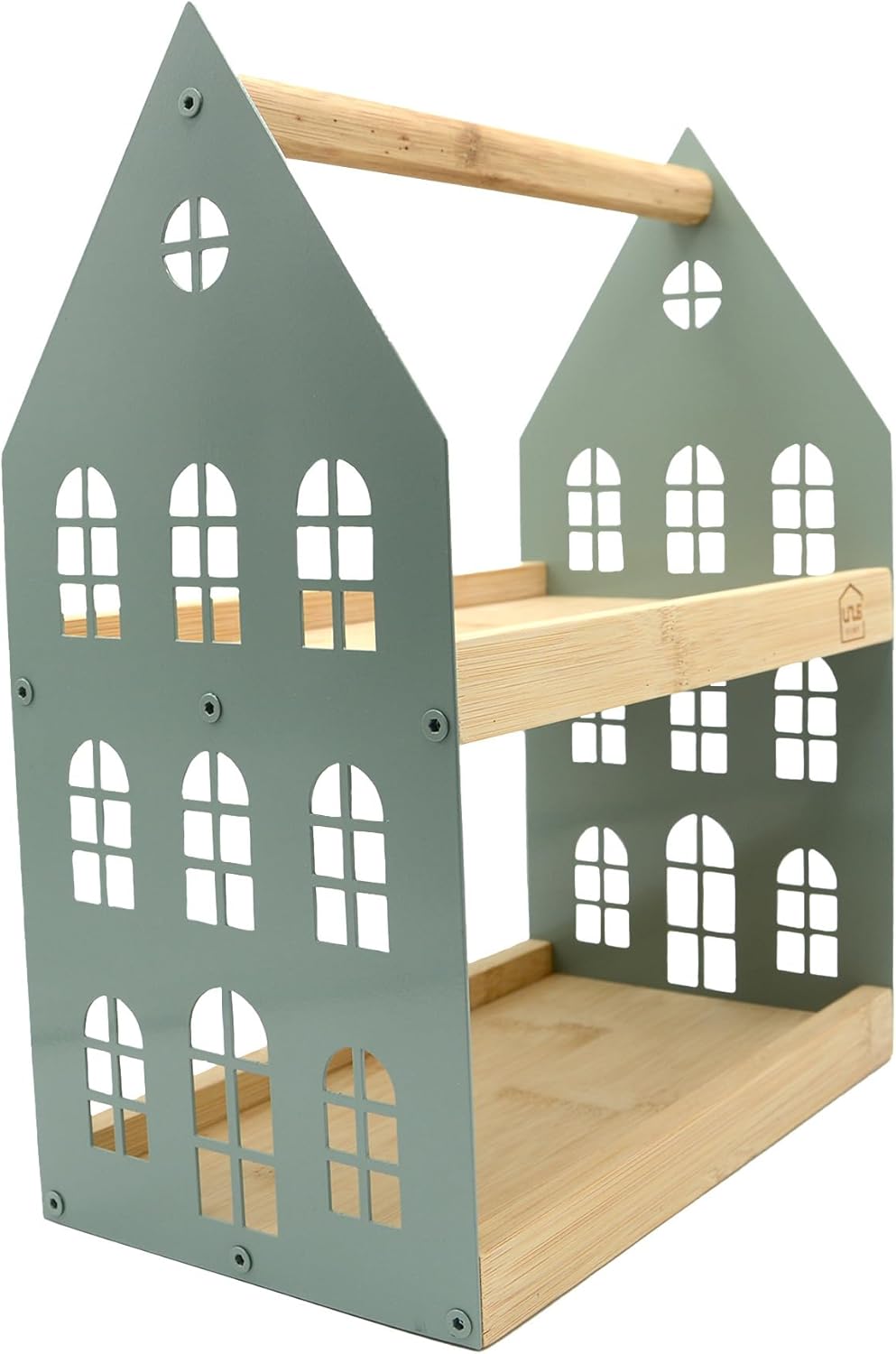 Haus-Etagere mit 2 Etagen und Griff, Grün 16 x 26.5 x 34 cm