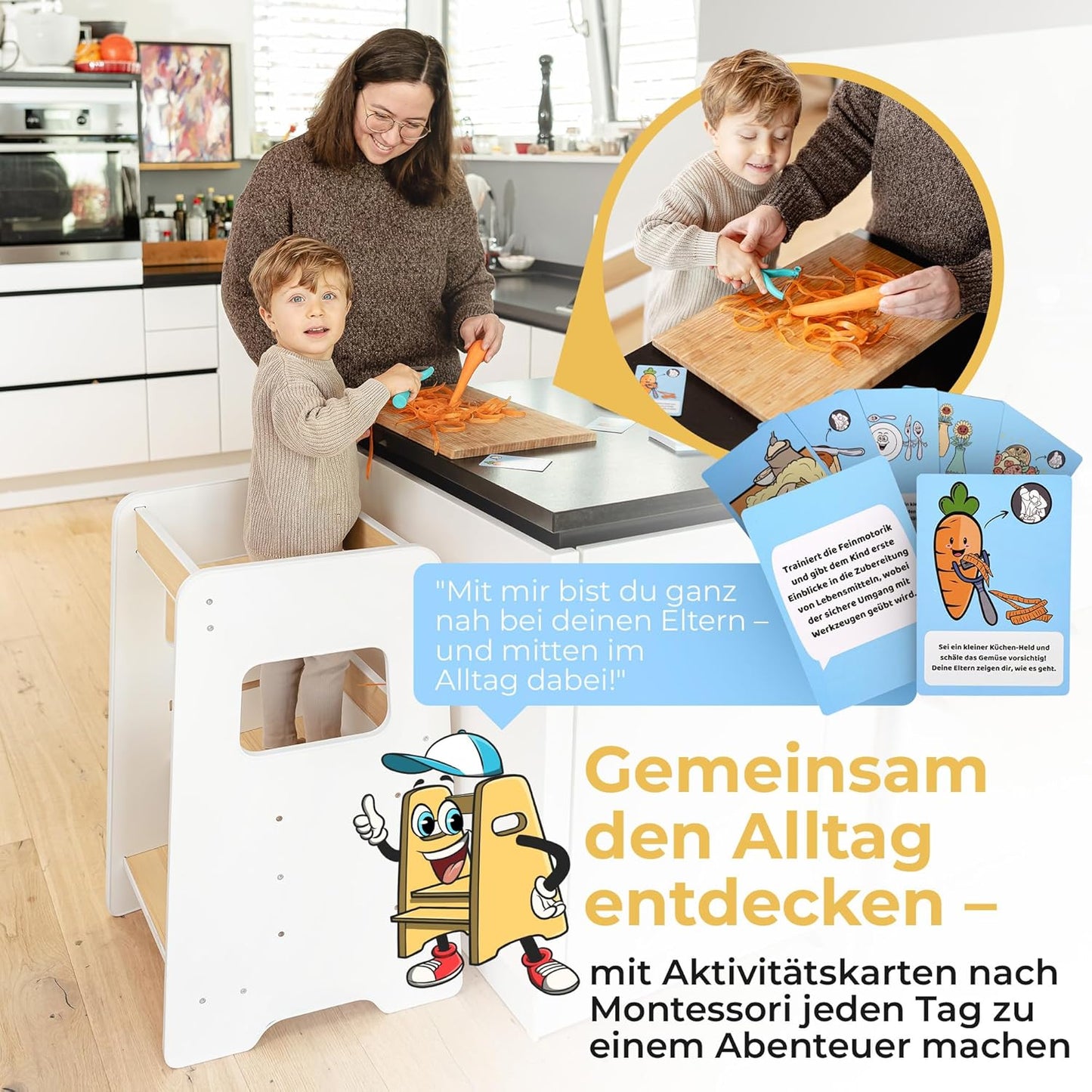 Lernturm mit Aktivitätskarten für Kinder, Weiss