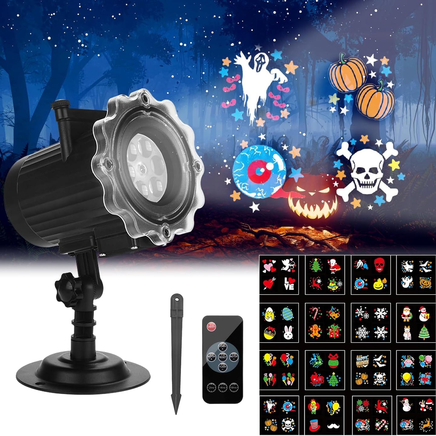 Projektionslampe Halloween & Weihnachten