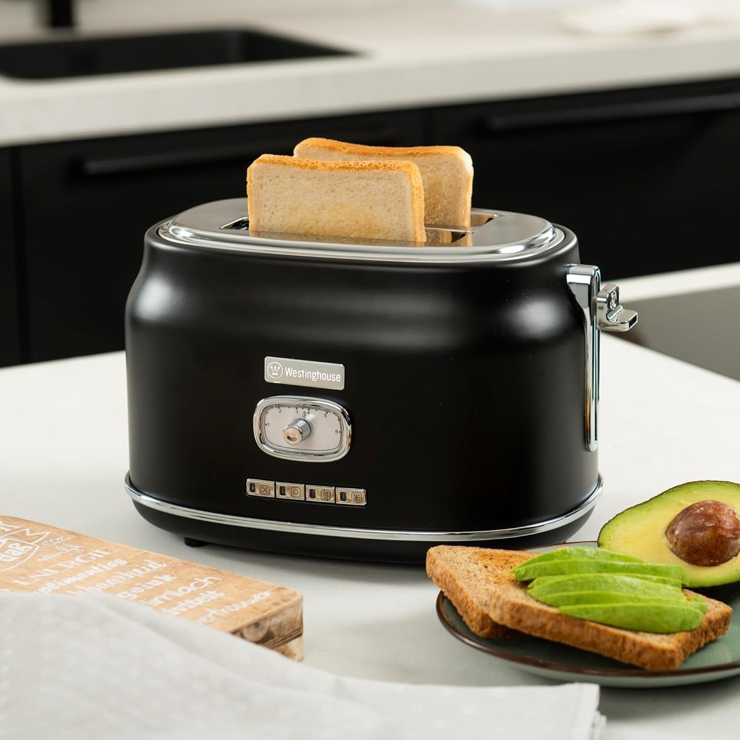 Retroline Frühstück-Set mit Toaster & Wasserkocher, Bundle mit 2-Scheiben Toaster schwarz