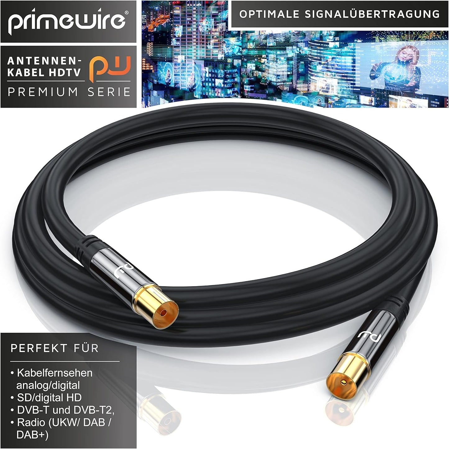 Antennenkabel HDTV 135dB 75 Ohm (7,5m), 7,5m schwarz