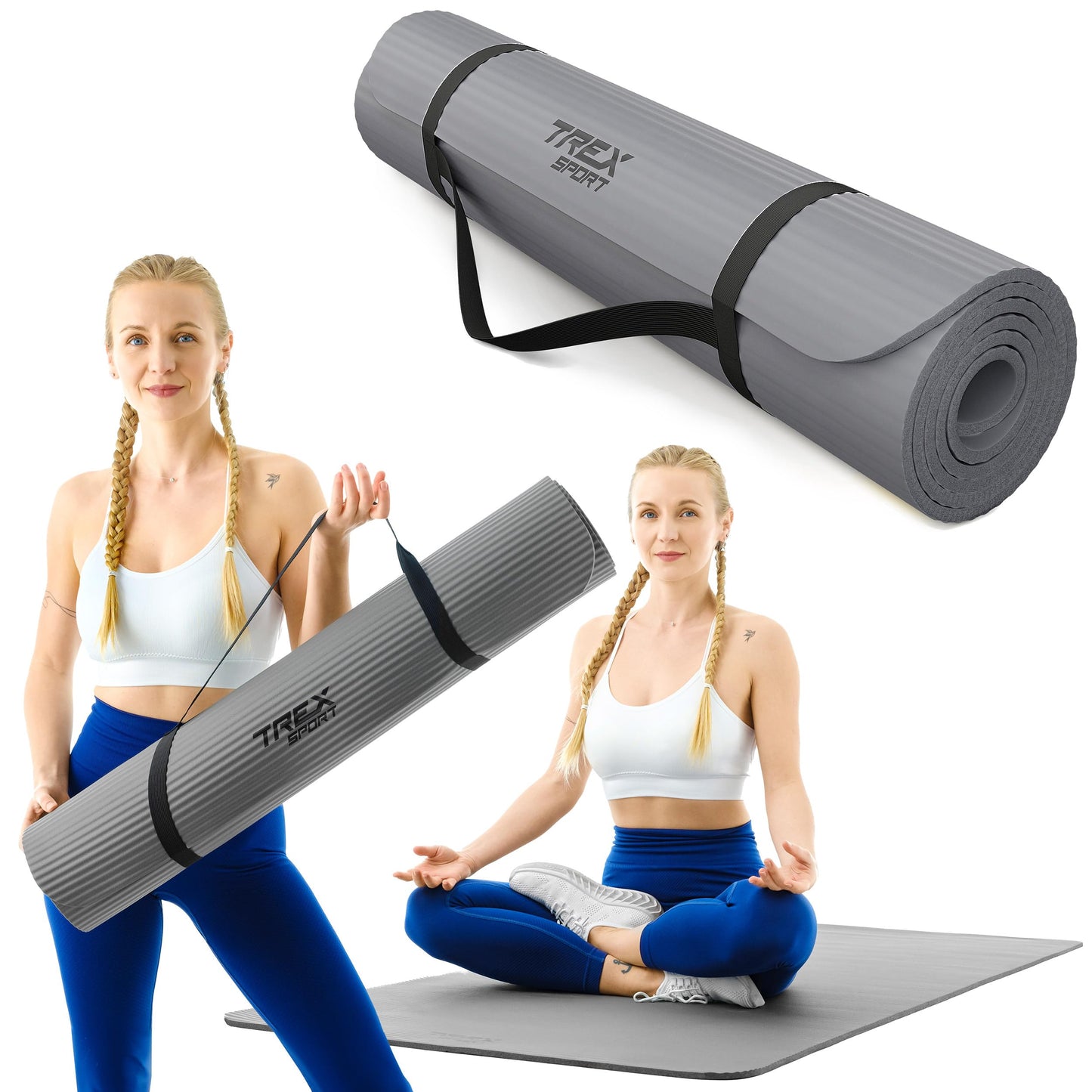 Gymnastikmatte extra dick & weich, Grau