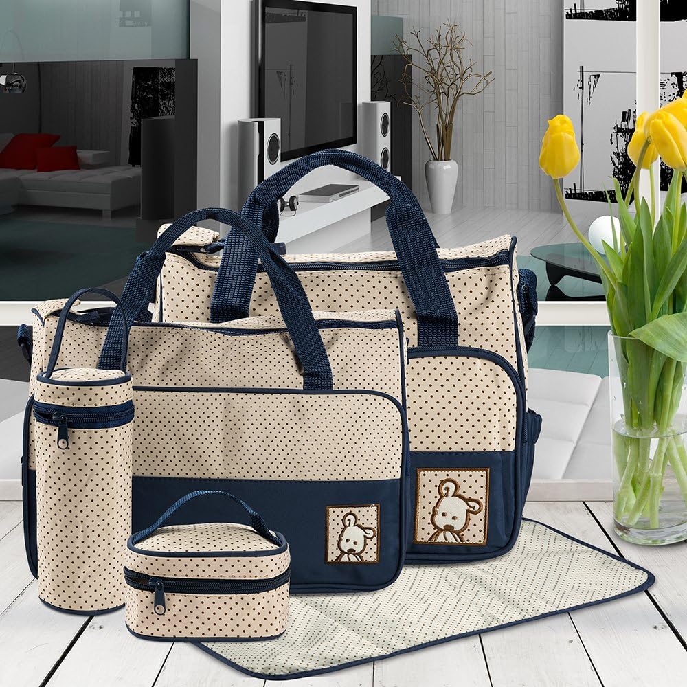 5-teiliges Wickeltaschen-Set, Blau