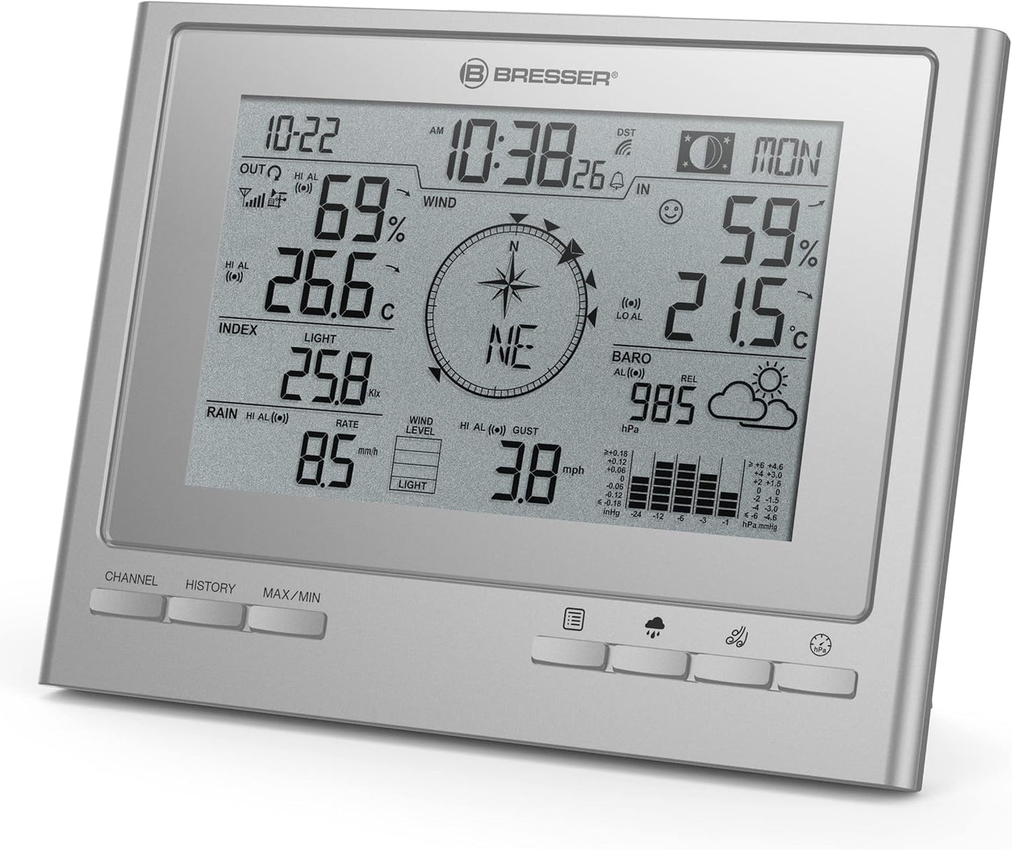 Funk Wetterstation - 7-in-1 Wetter-Center ClimateScout, silber