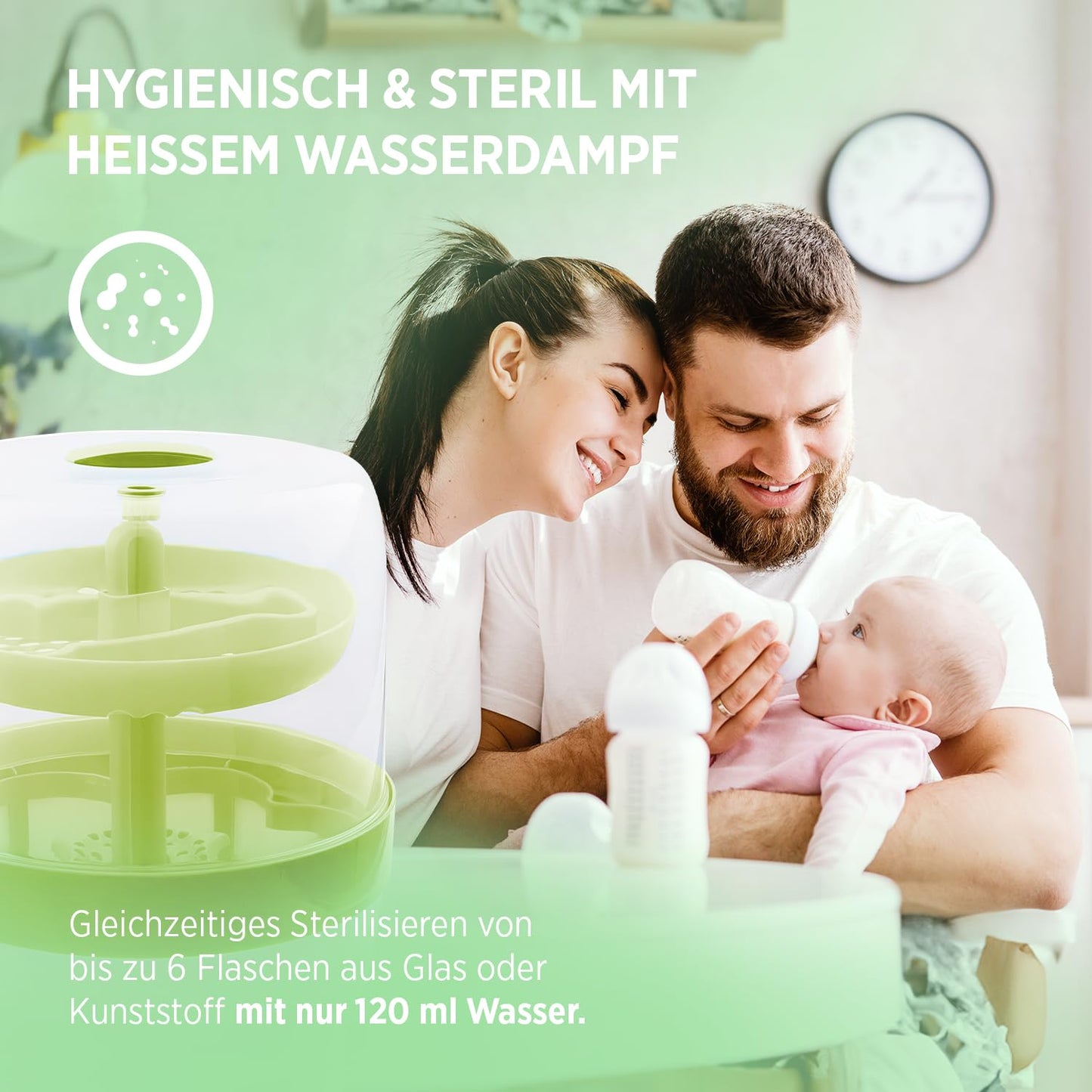 Sterilisator für Babyflaschen, Grün