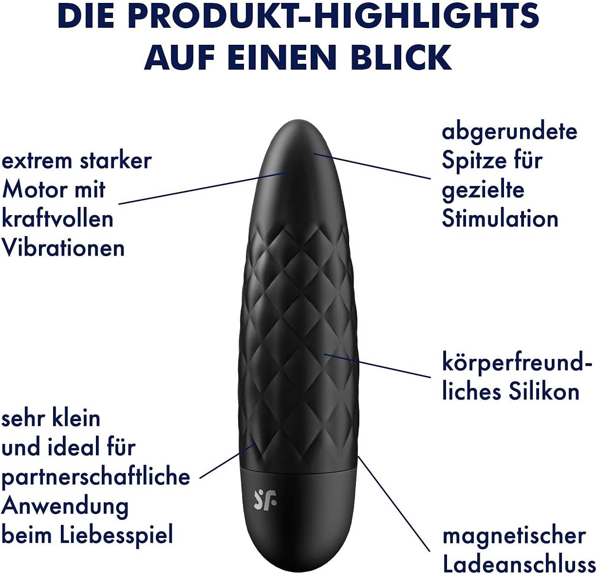 Ultra Power Bullet 5 Mini-Vibrator, 12 Programme, Schwarz