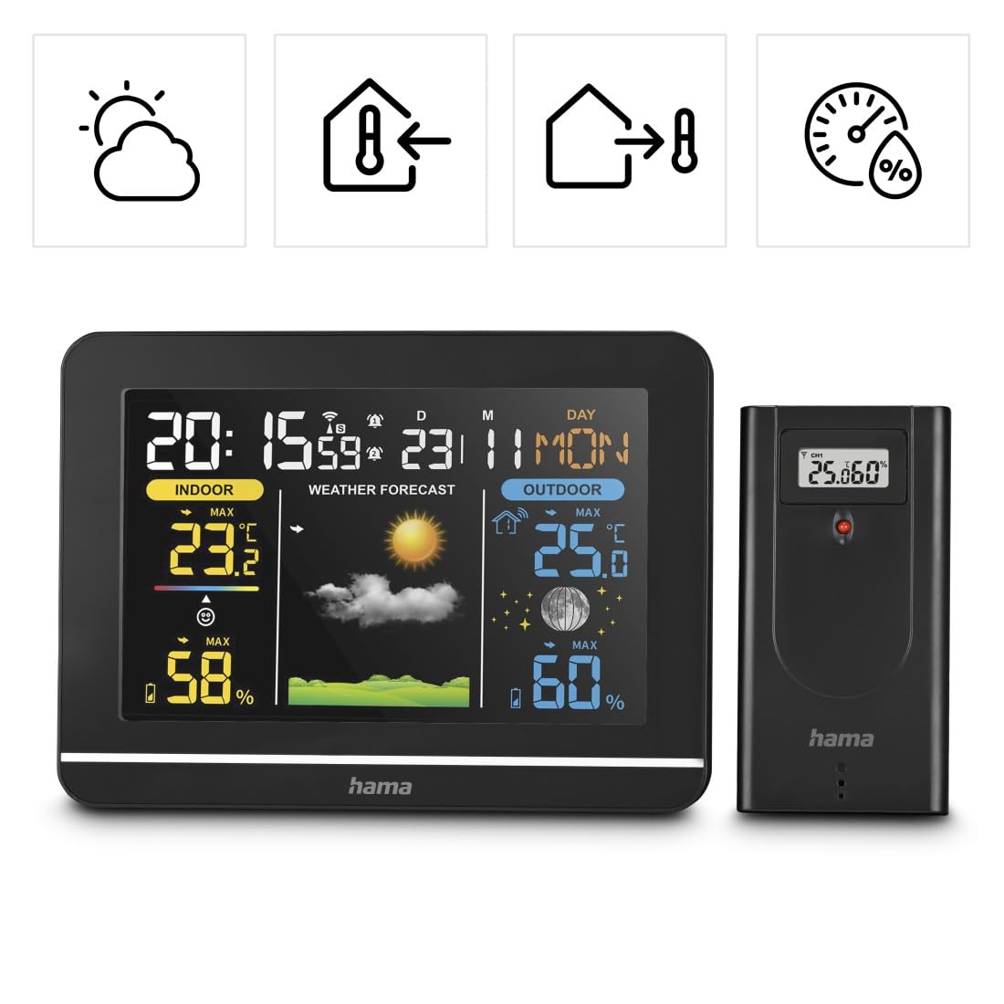 Usedom Wetterstation mit Aussensensor und DCF Funkuhr