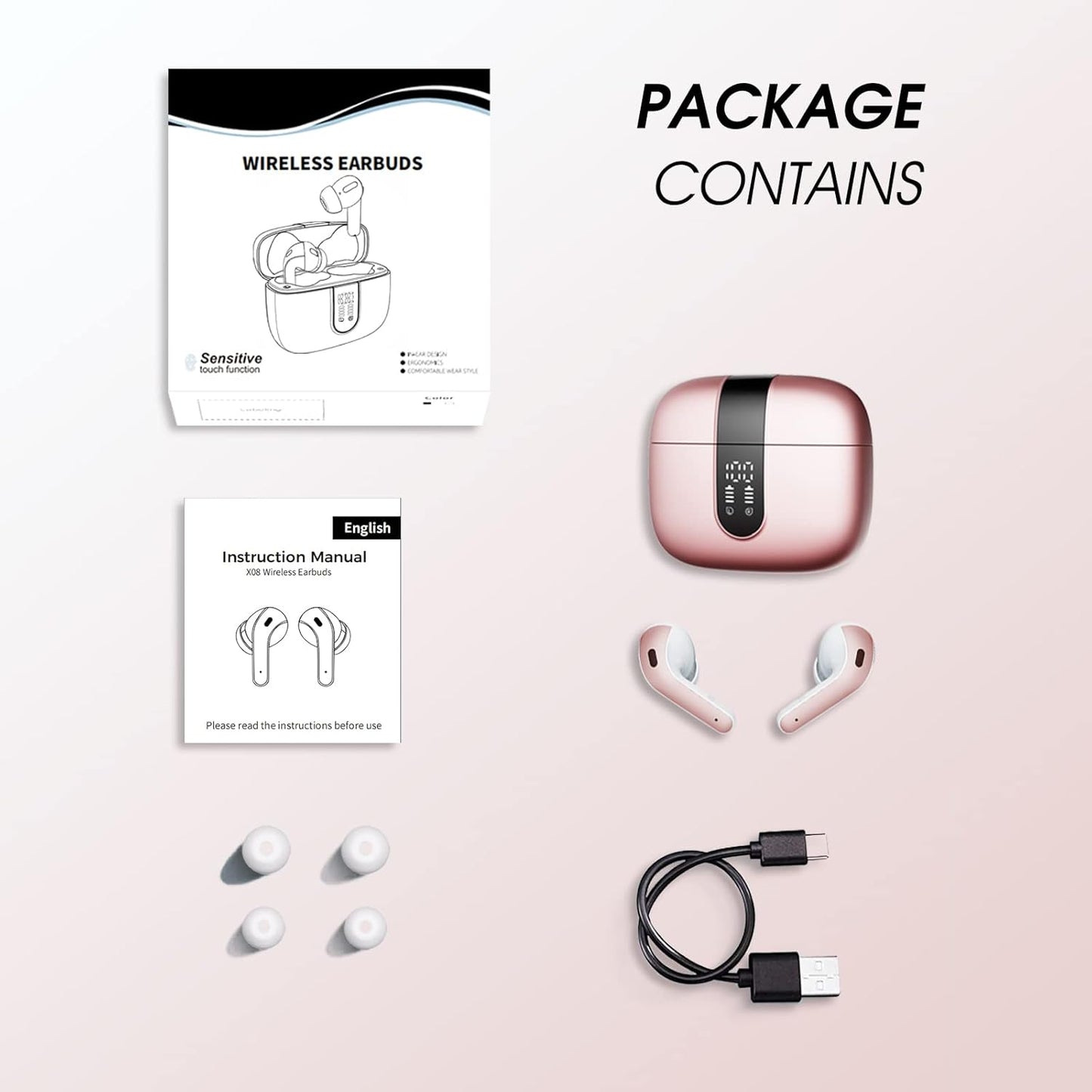 Bluetooth-Kopfhörer X08, roségold