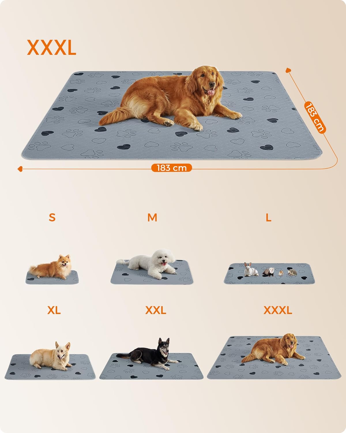 2er-Set Waschbare Hundematten, XXXL, XXXL (183 x 183 cm)