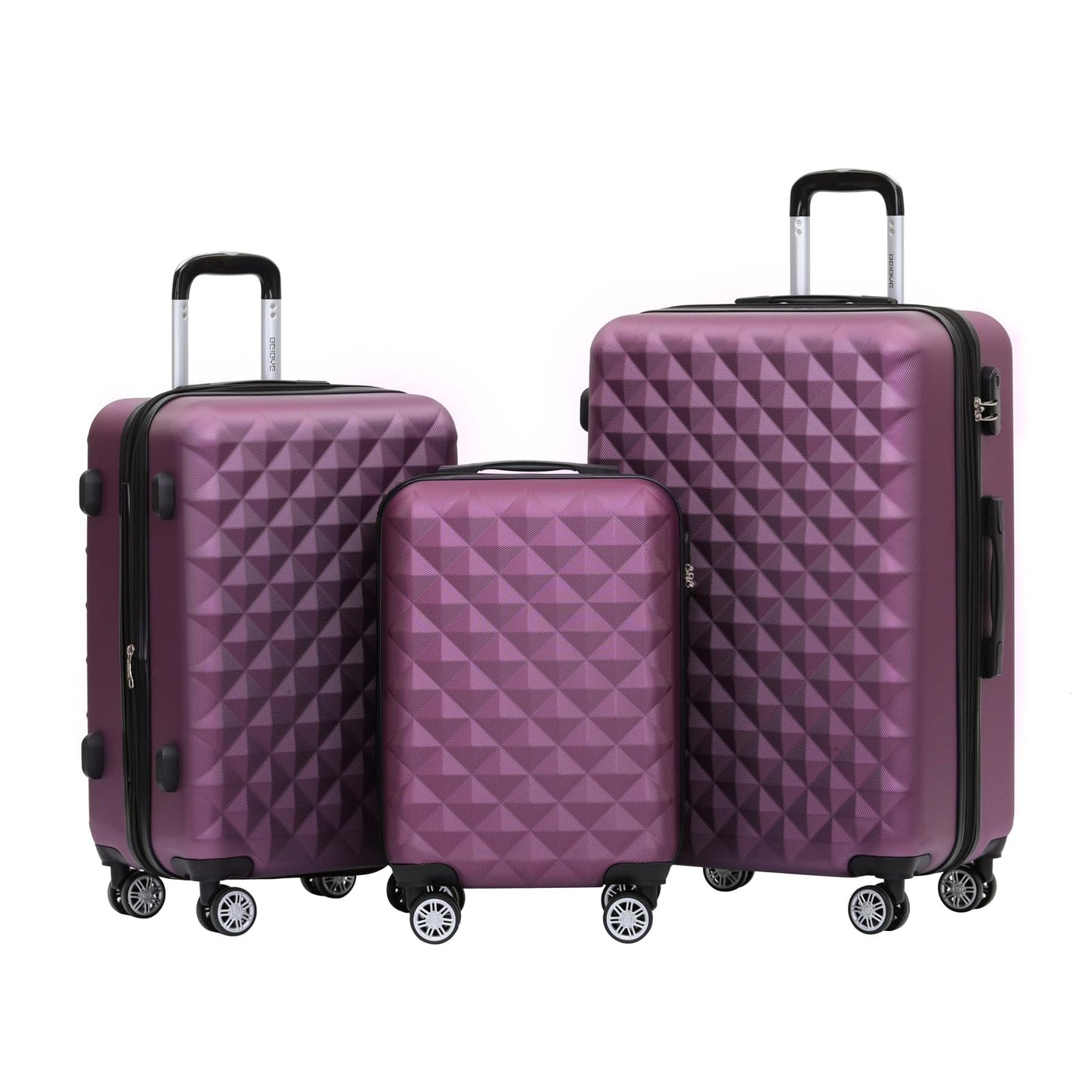Hartschalen-Koffer-Set mit Zwillingsrollen (3-teilig), Violett M+L+XL (Set)