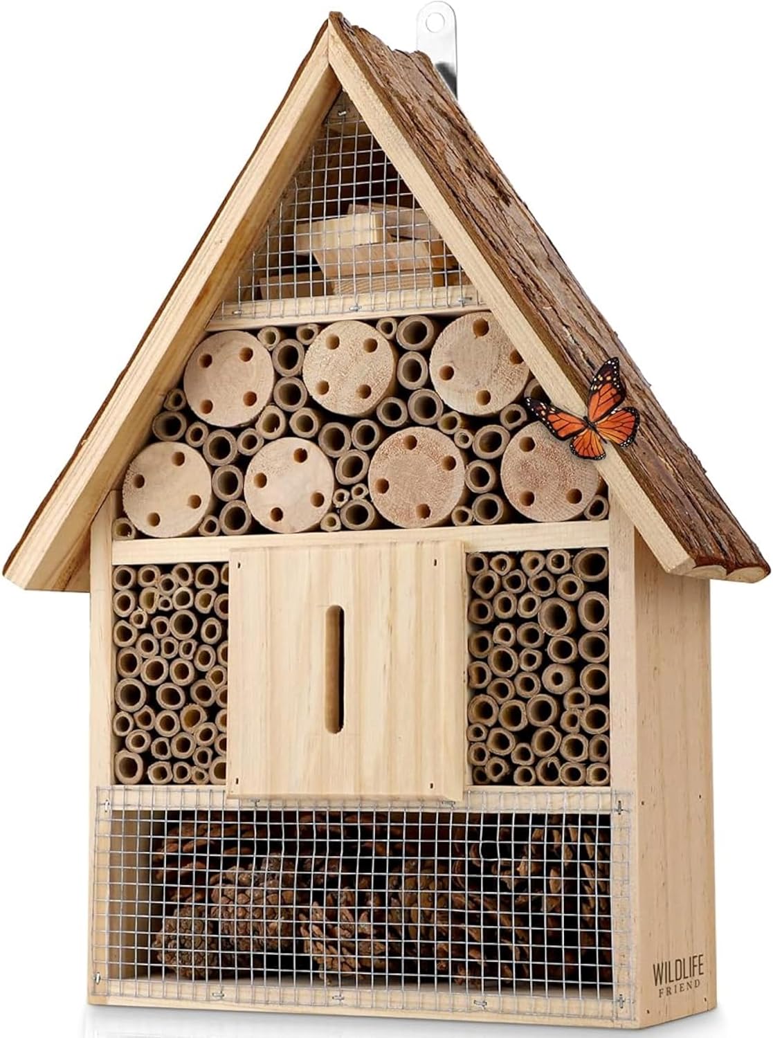 Grosses Wildbienenhotel mit Rindendach, Rindendach