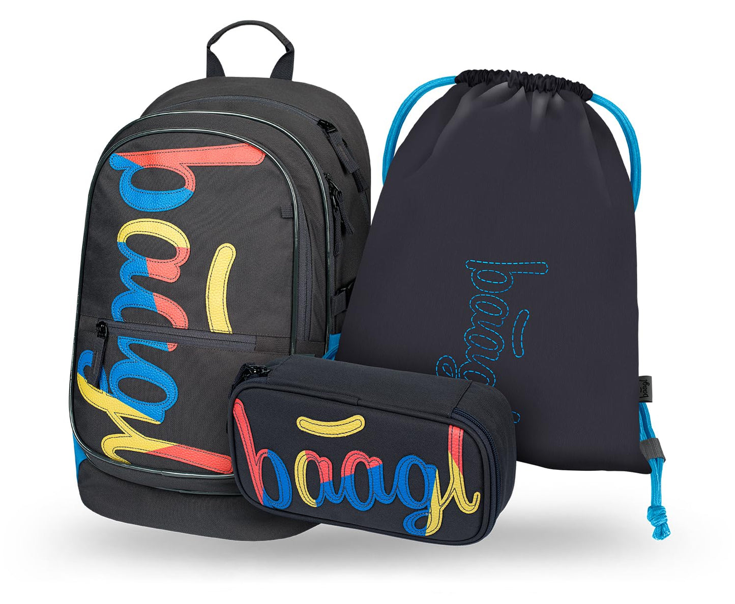 Schulrucksack-Set für Jungen und Mädchen (3-teilig), Logo Mix
