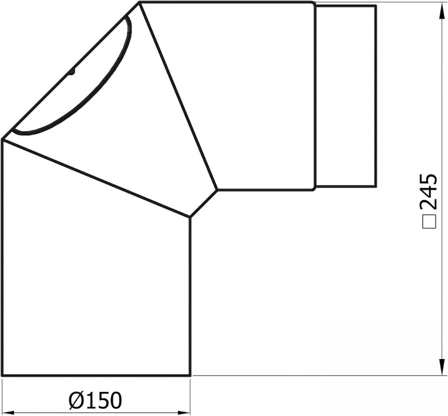 Rauchrohrbogen 150 mm mit Reinigungsöffnung (90°)