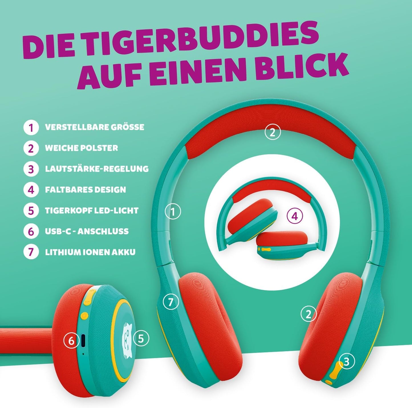 Tigerbuddies Kopfhörer, grün