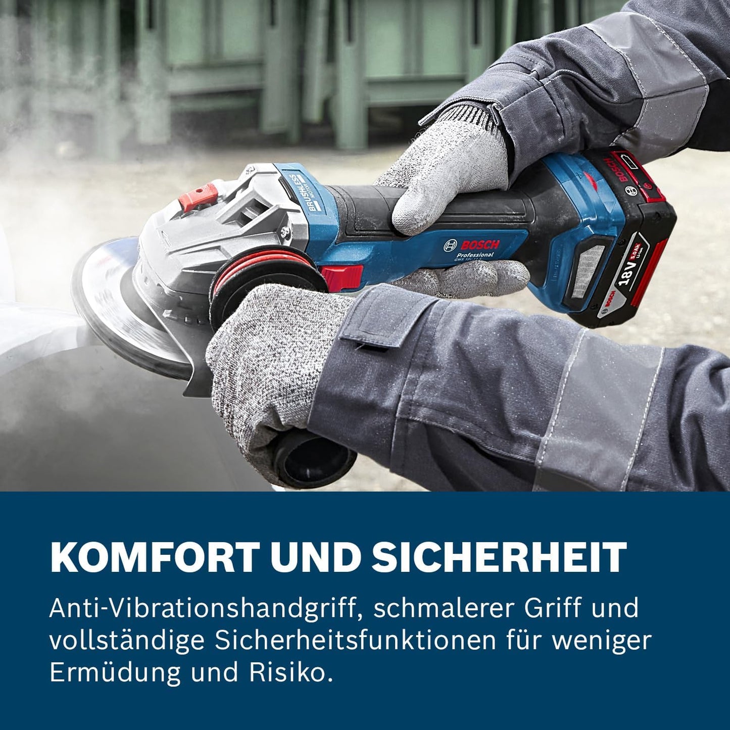 Accu-Winkelschleifer GWS 18V-11 S 2x 18V 5.0 Ah, +2x 18V 5.0Ah + GAL 1880 + L-Boxx